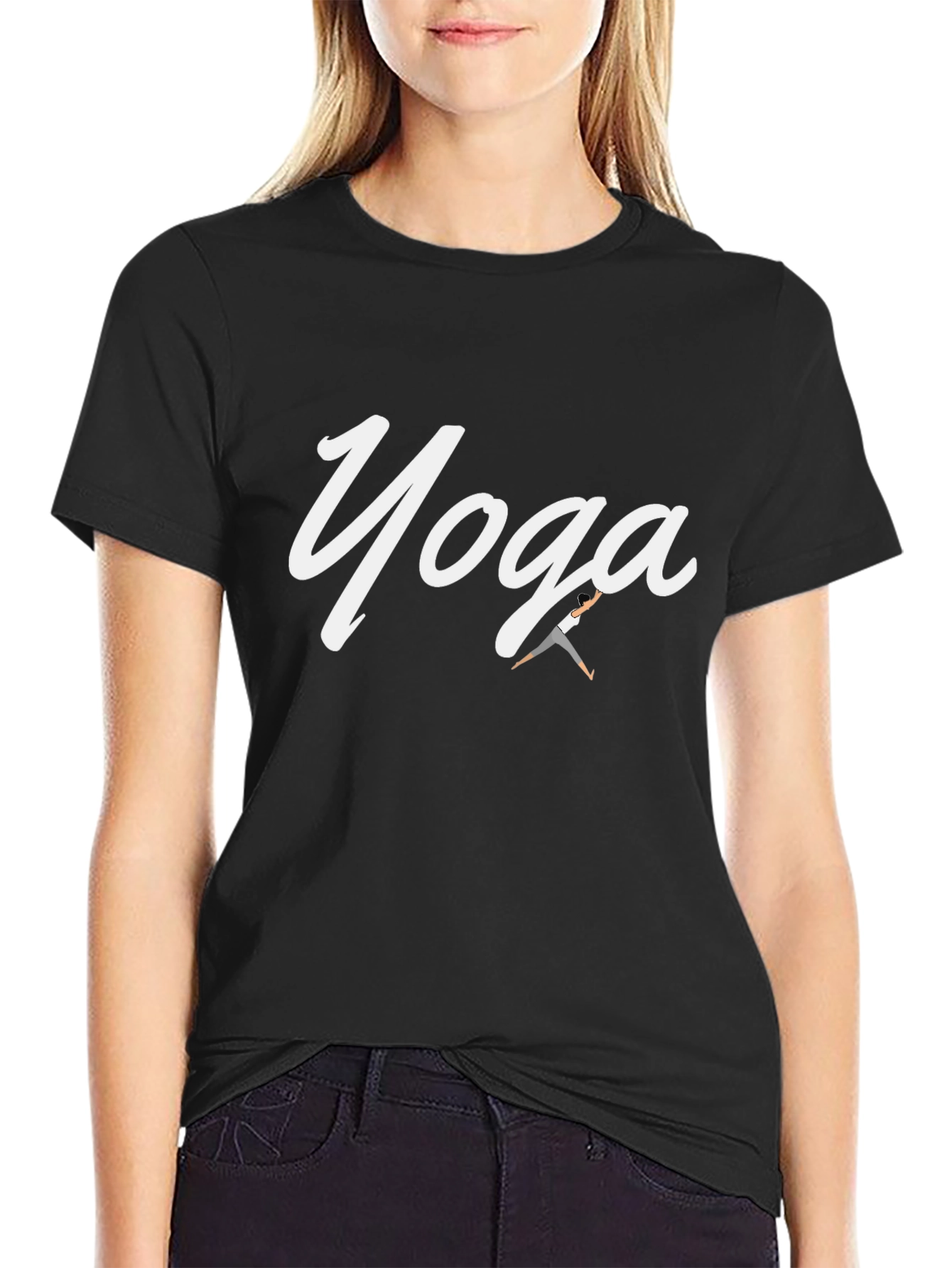 Yoga Graphic Tee - Black Cotton Blend