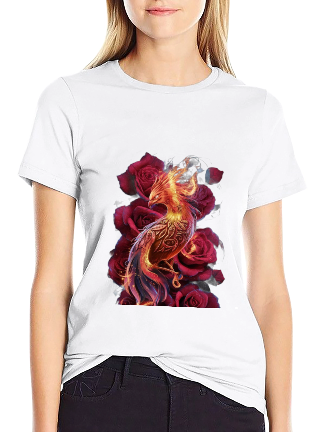 Phoenix & Roses Graphic Tee - Stylish Mens T-Shirt