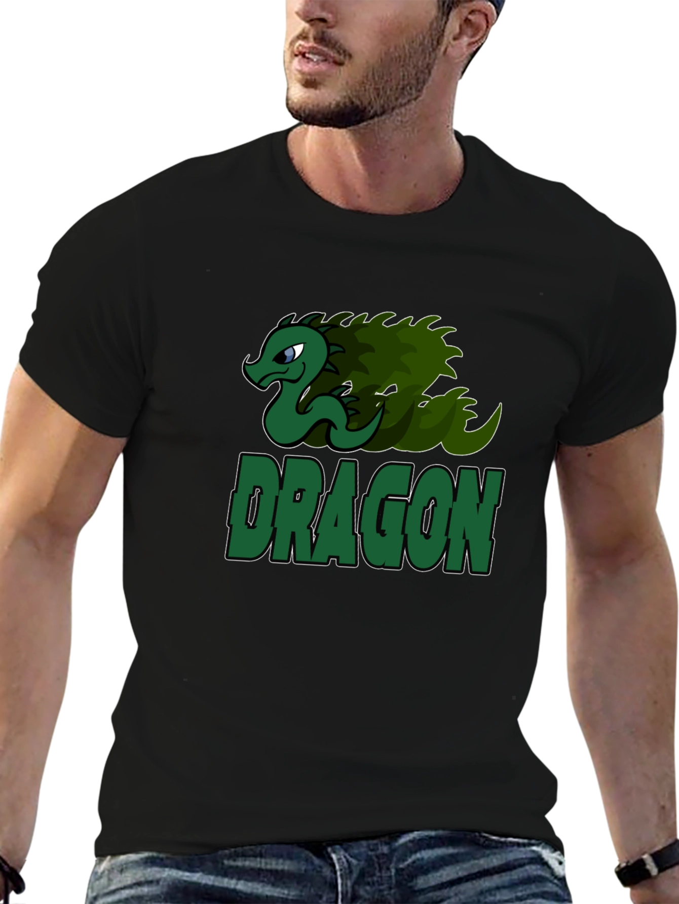 Dragon Graphic Print T-Shirt - Black