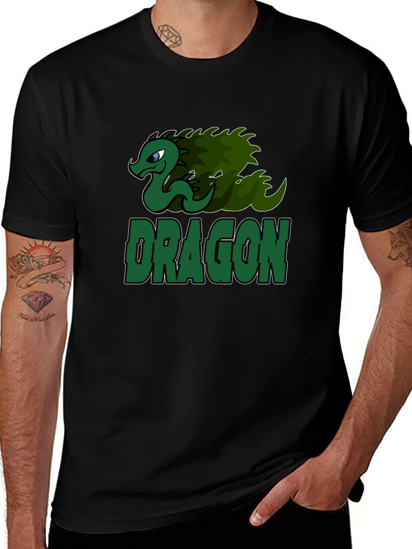 Dragon Graphic Print T-Shirt - Black