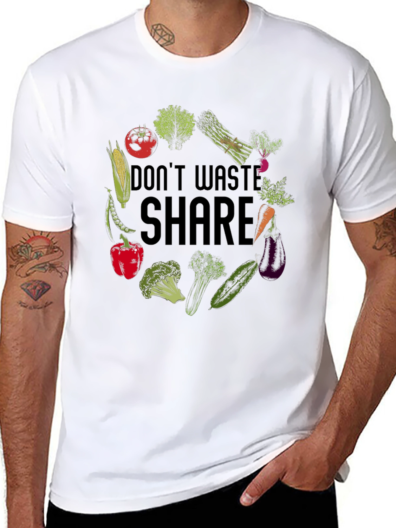 Vegan Graphic Tee: Dont Waste Share!