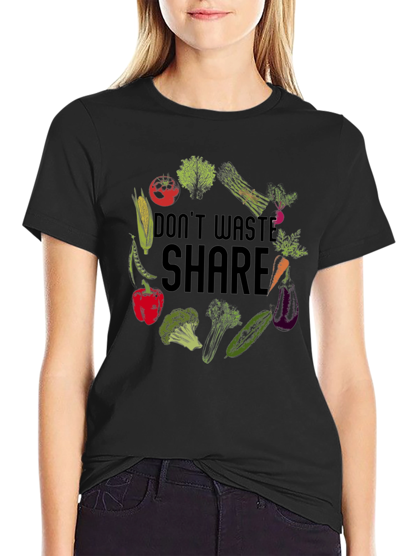 Vegan Graphic Tee: Dont Waste Share!
