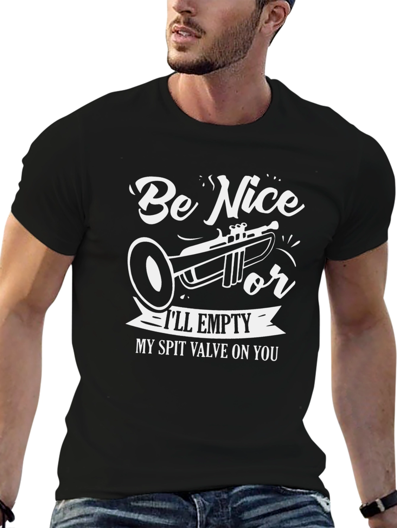 Be Nice Trumpet Graphic T-Shirt - Funny Band Tee