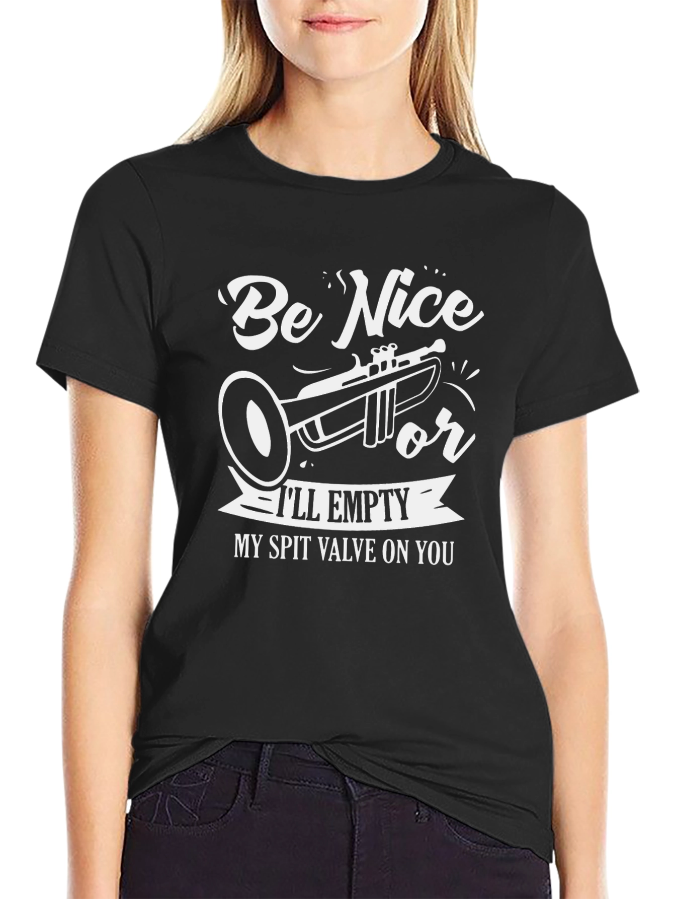 Be Nice Trumpet Graphic T-Shirt - Funny Band Tee