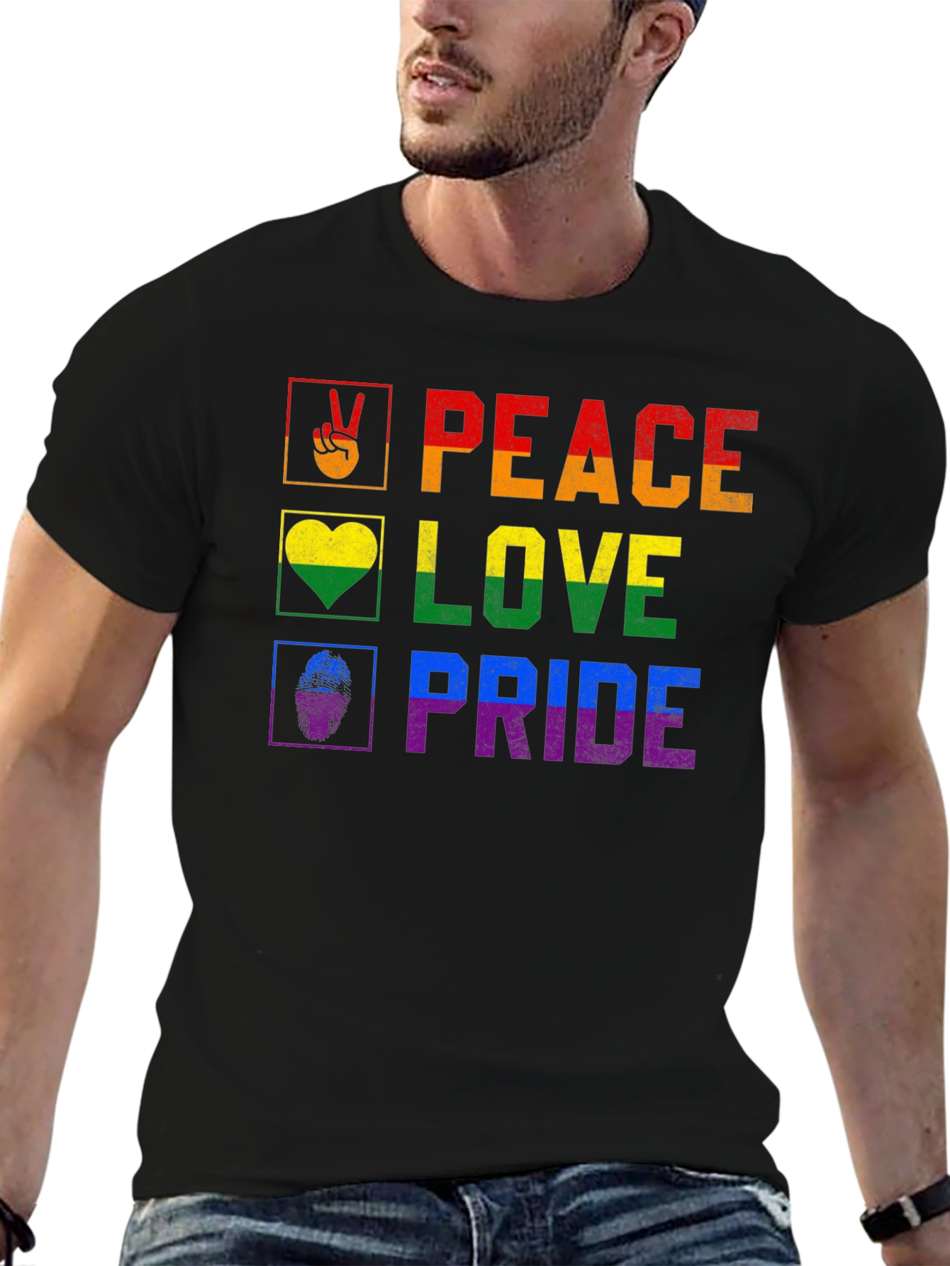 LGBTQ+ Pride Peace Love Graphic Tee