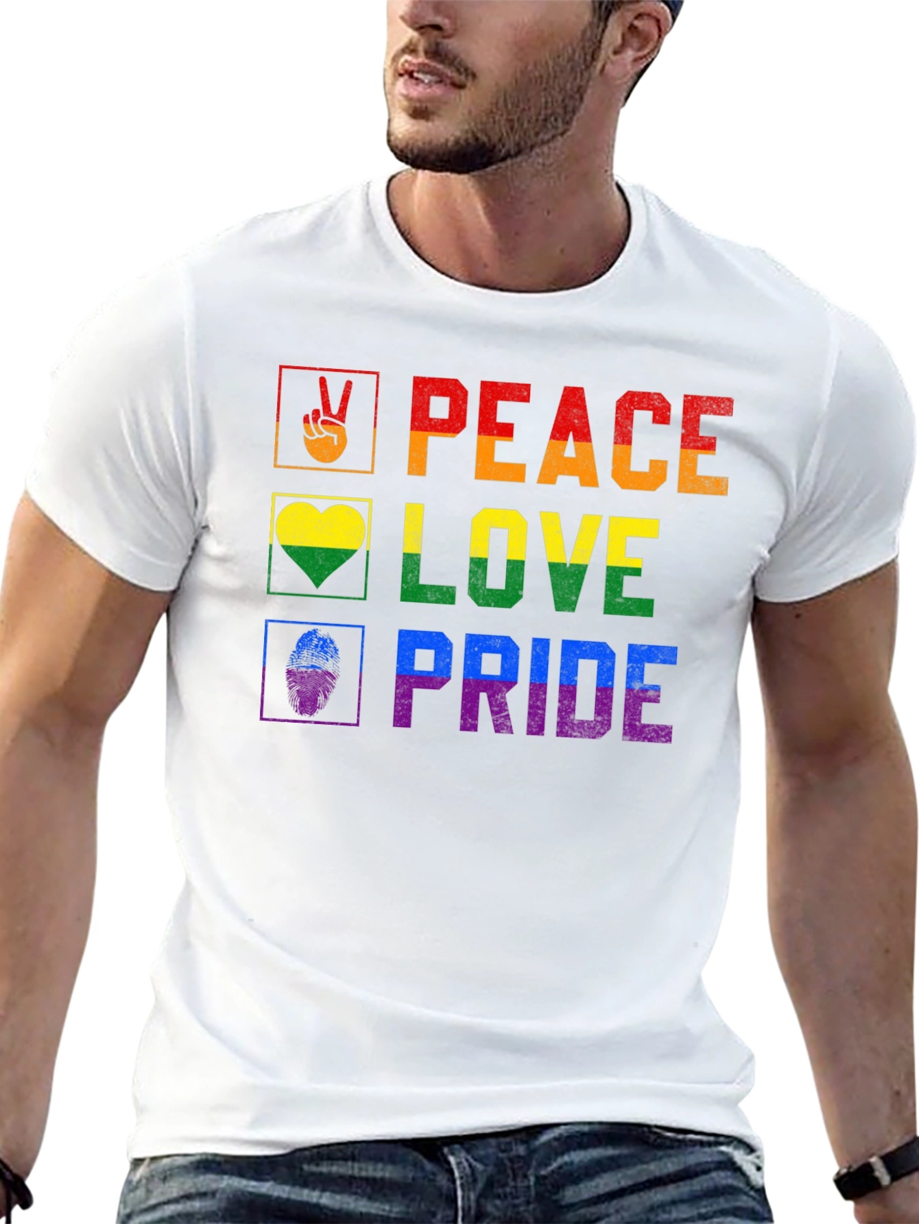 LGBTQ+ Pride Peace Love Graphic Tee