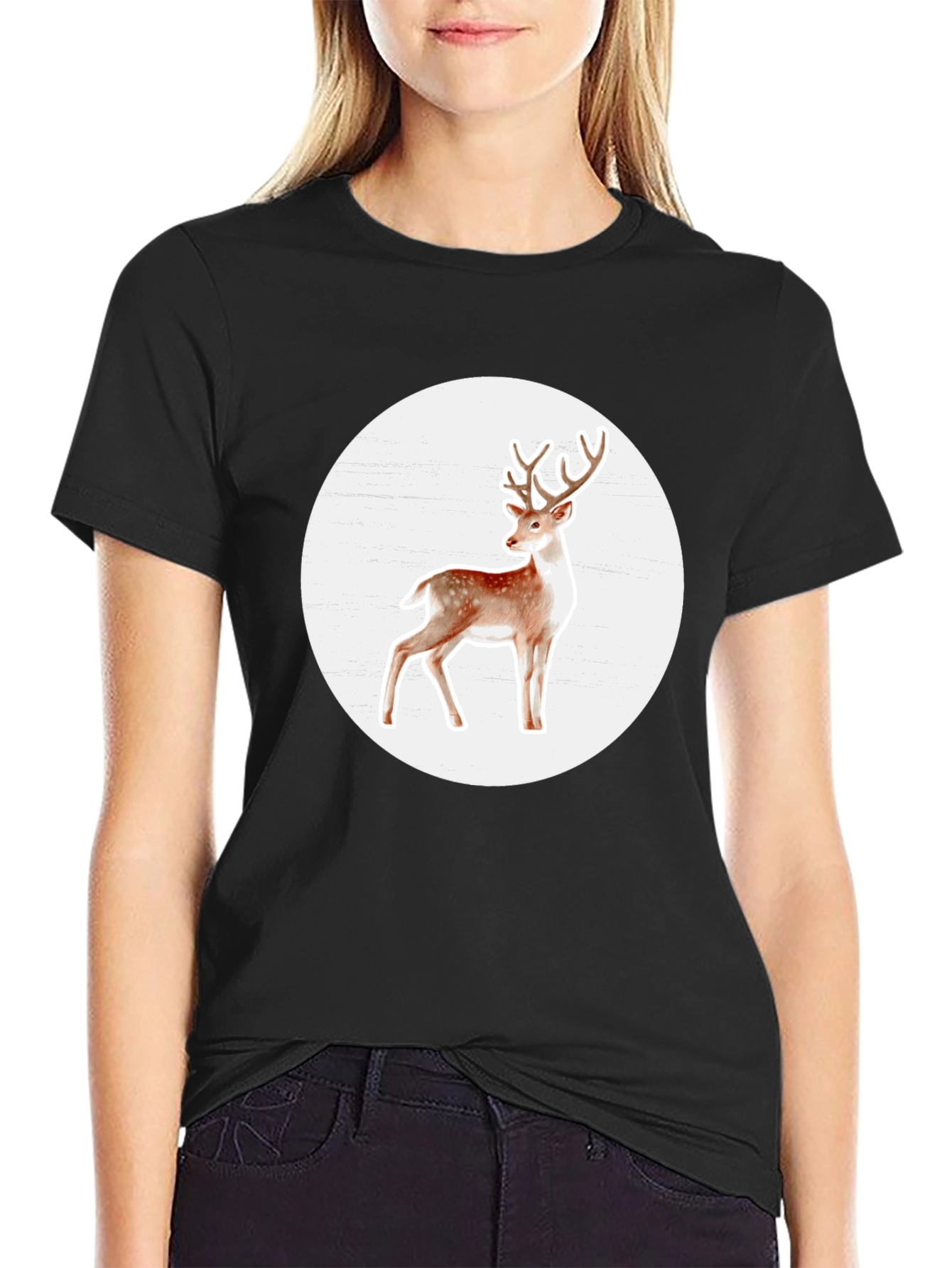 Deer Graphic Tee - Stylish Mens Black T-Shirt