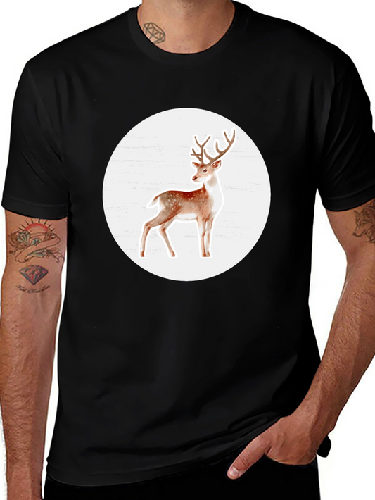 Deer Graphic Tee - Stylish Mens Black T-Shirt