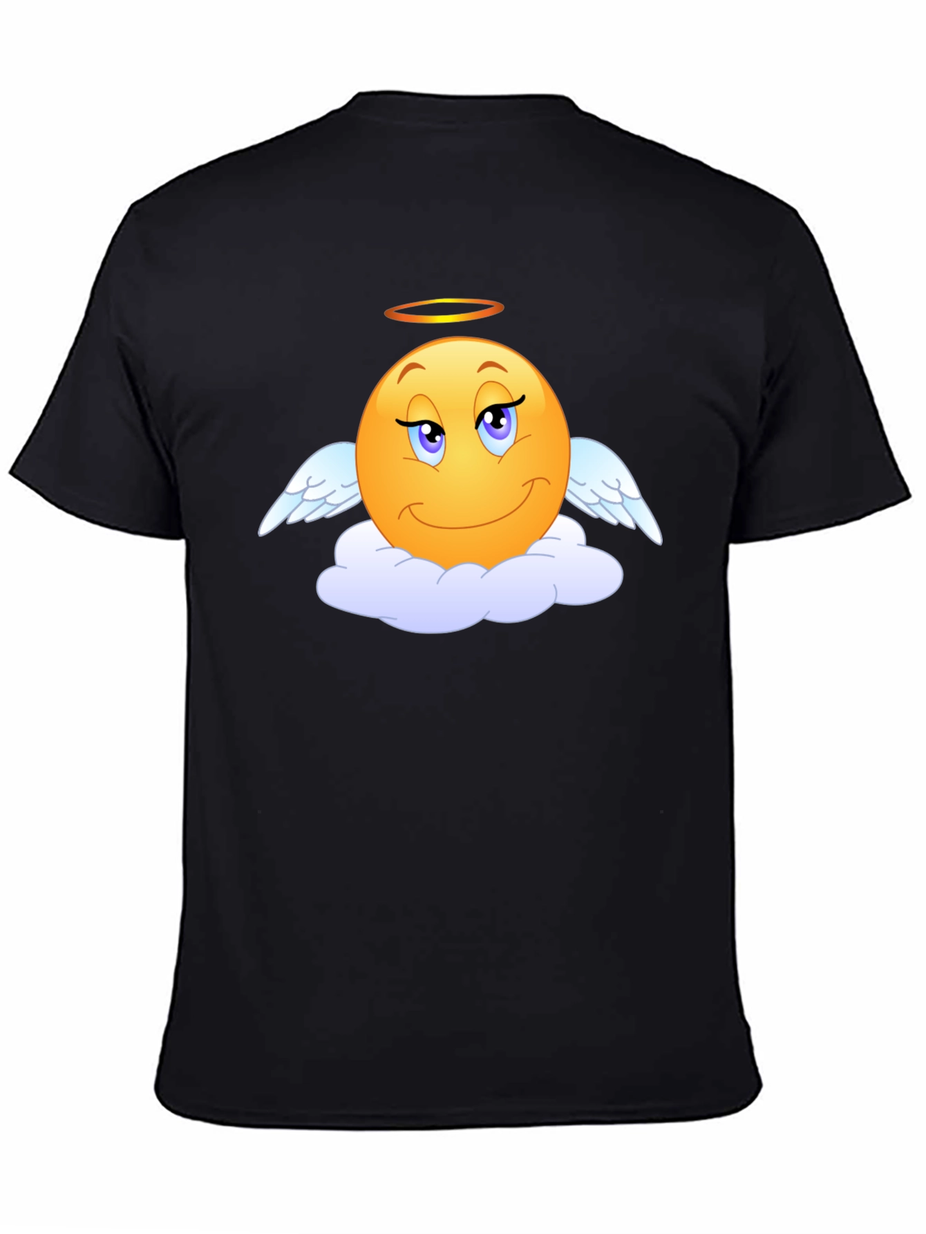 Angel Emoji Black T-Shirt