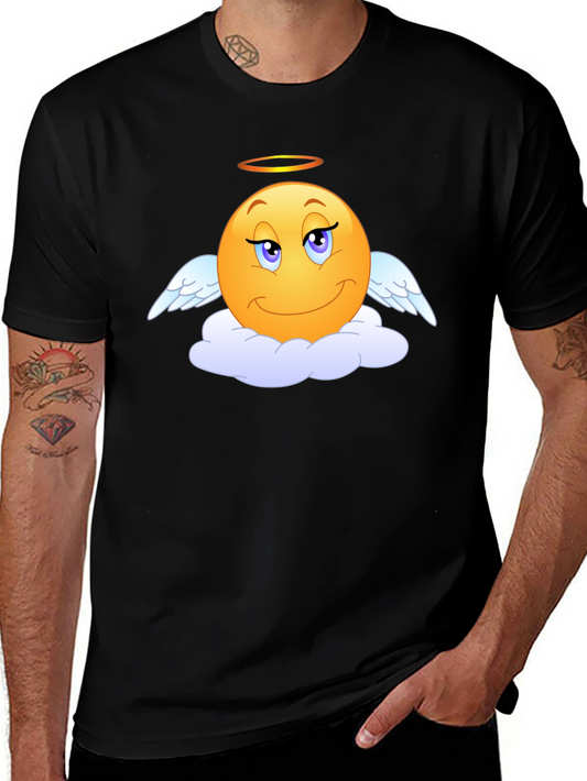 Angel Emoji Black T-Shirt