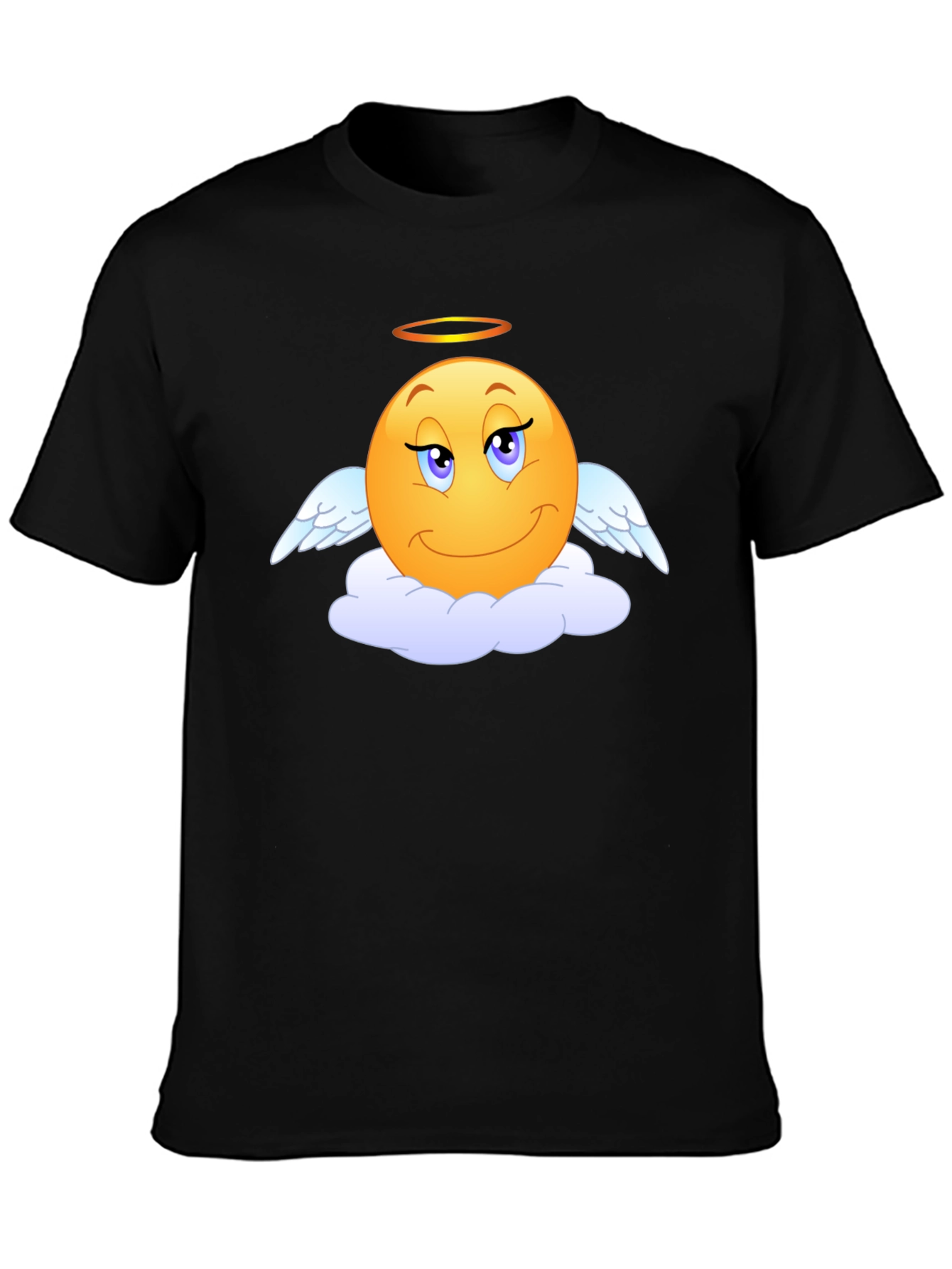 Angel Emoji Black T-Shirt