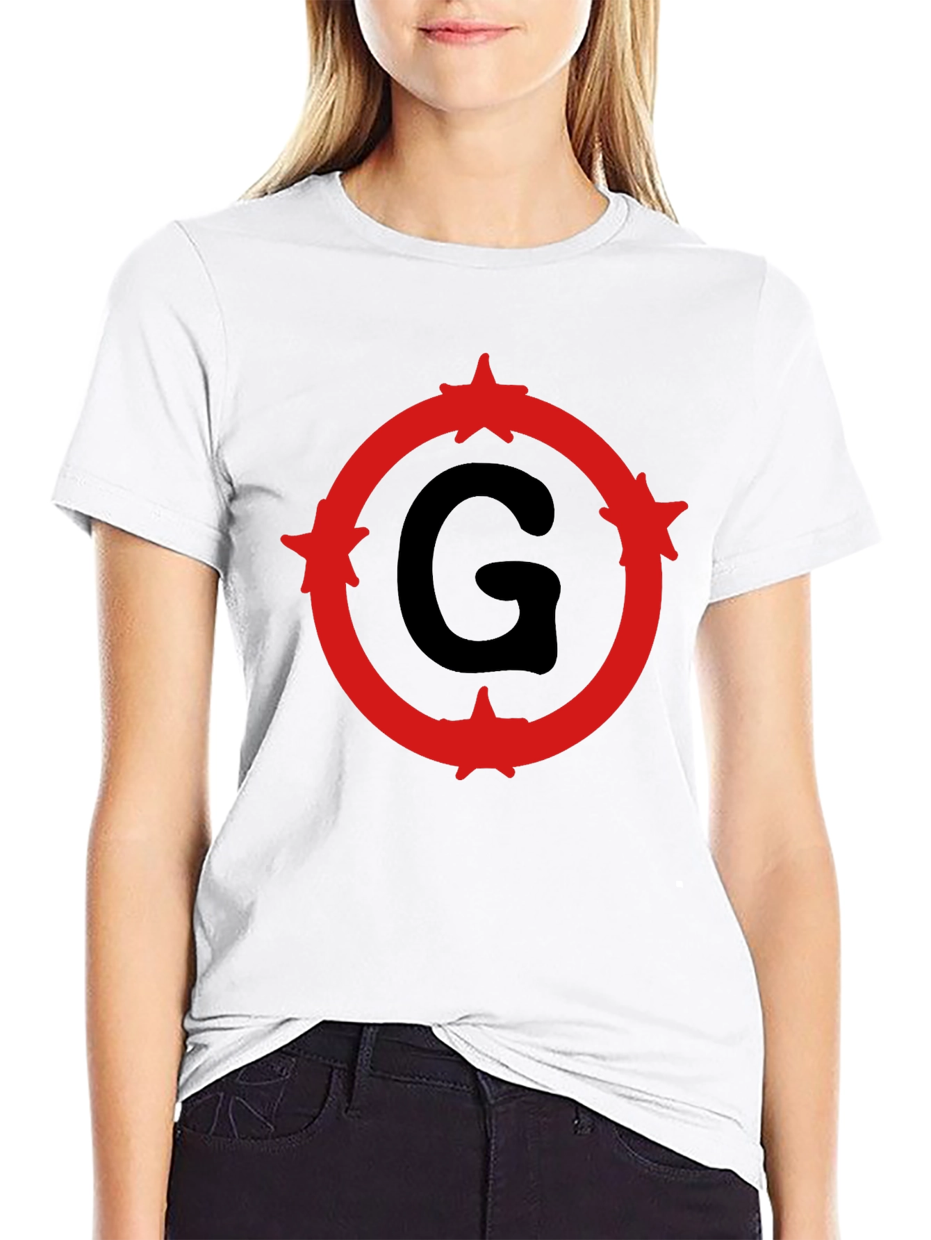 Black T-Shirt with Letter G Circle Graphic