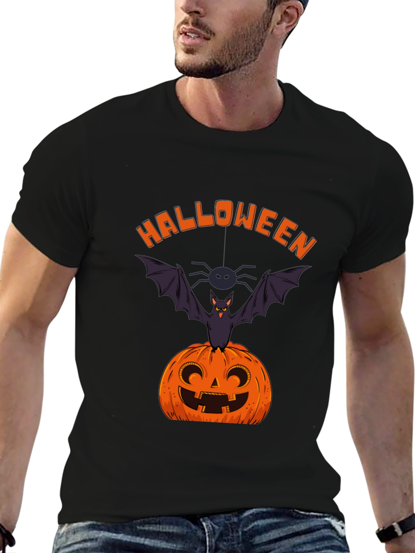 Halloween Pumpkin Bat Graphic Tee