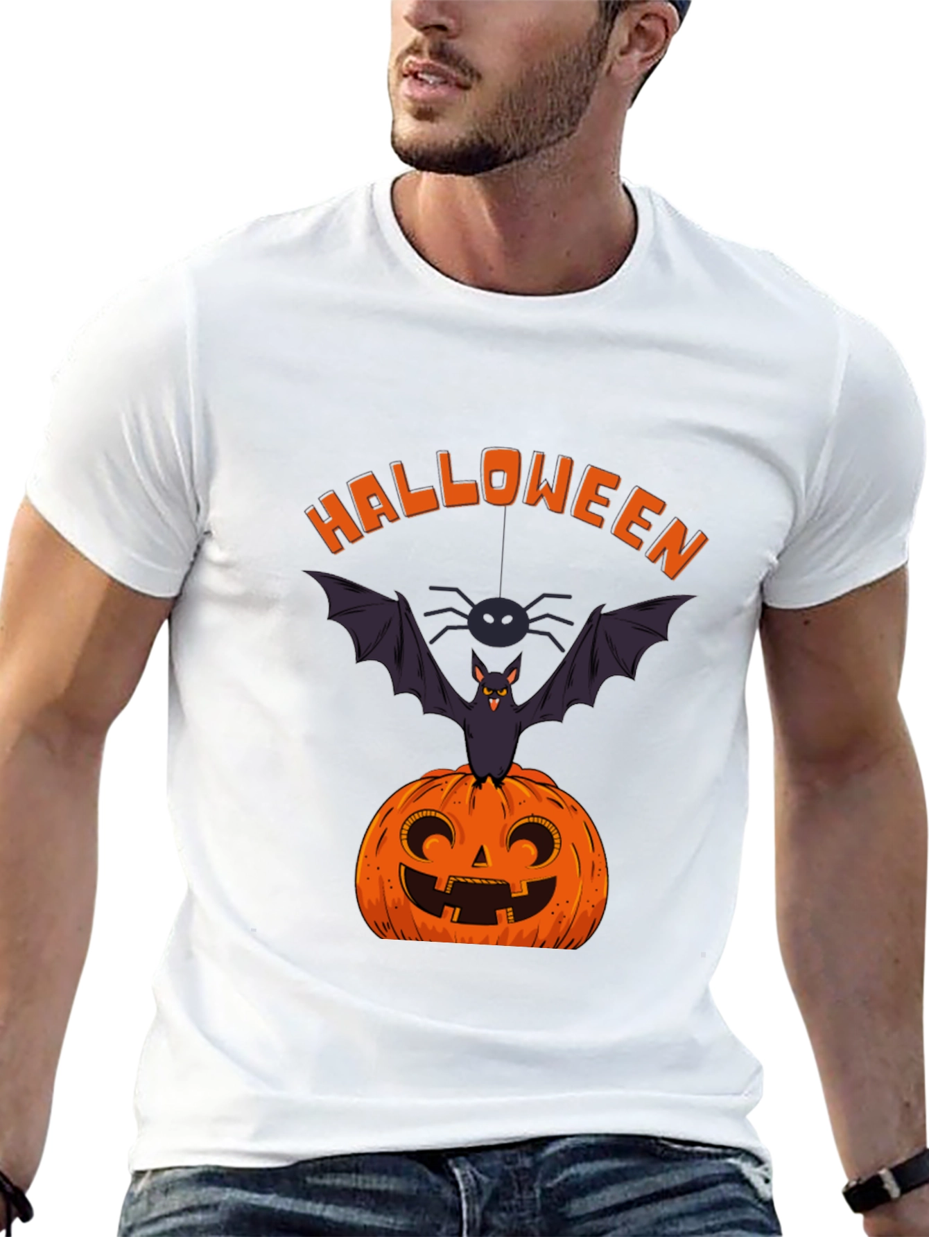 Halloween Pumpkin Bat Graphic Tee