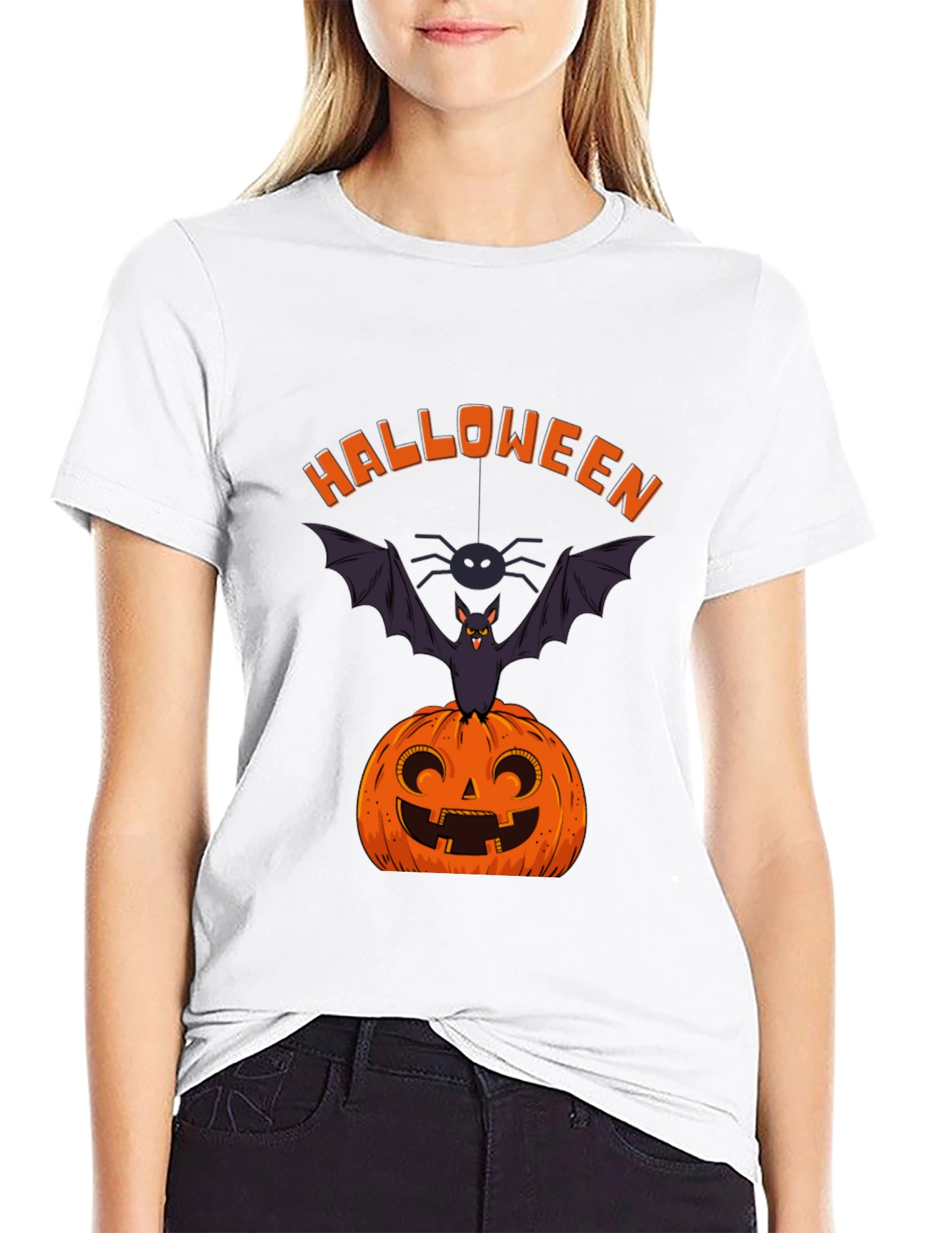 Halloween Pumpkin Bat Graphic Tee