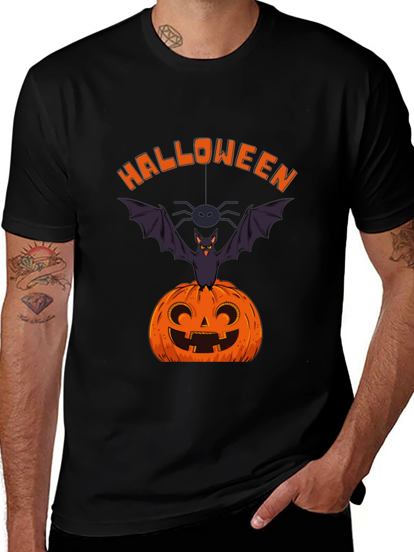 Halloween Pumpkin Bat Graphic Tee
