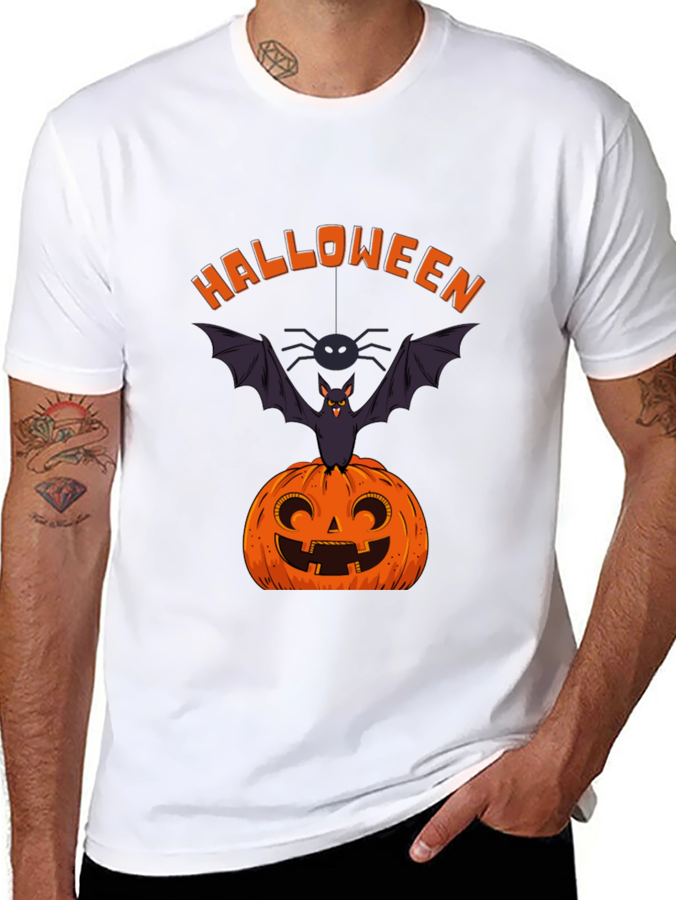 Halloween Pumpkin Bat Graphic Tee