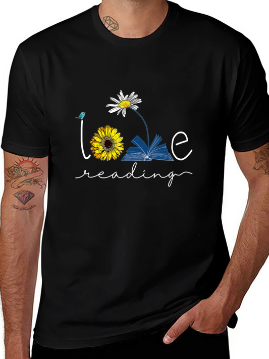 Love Reading Graphic T-Shirt Floral Book Tee
