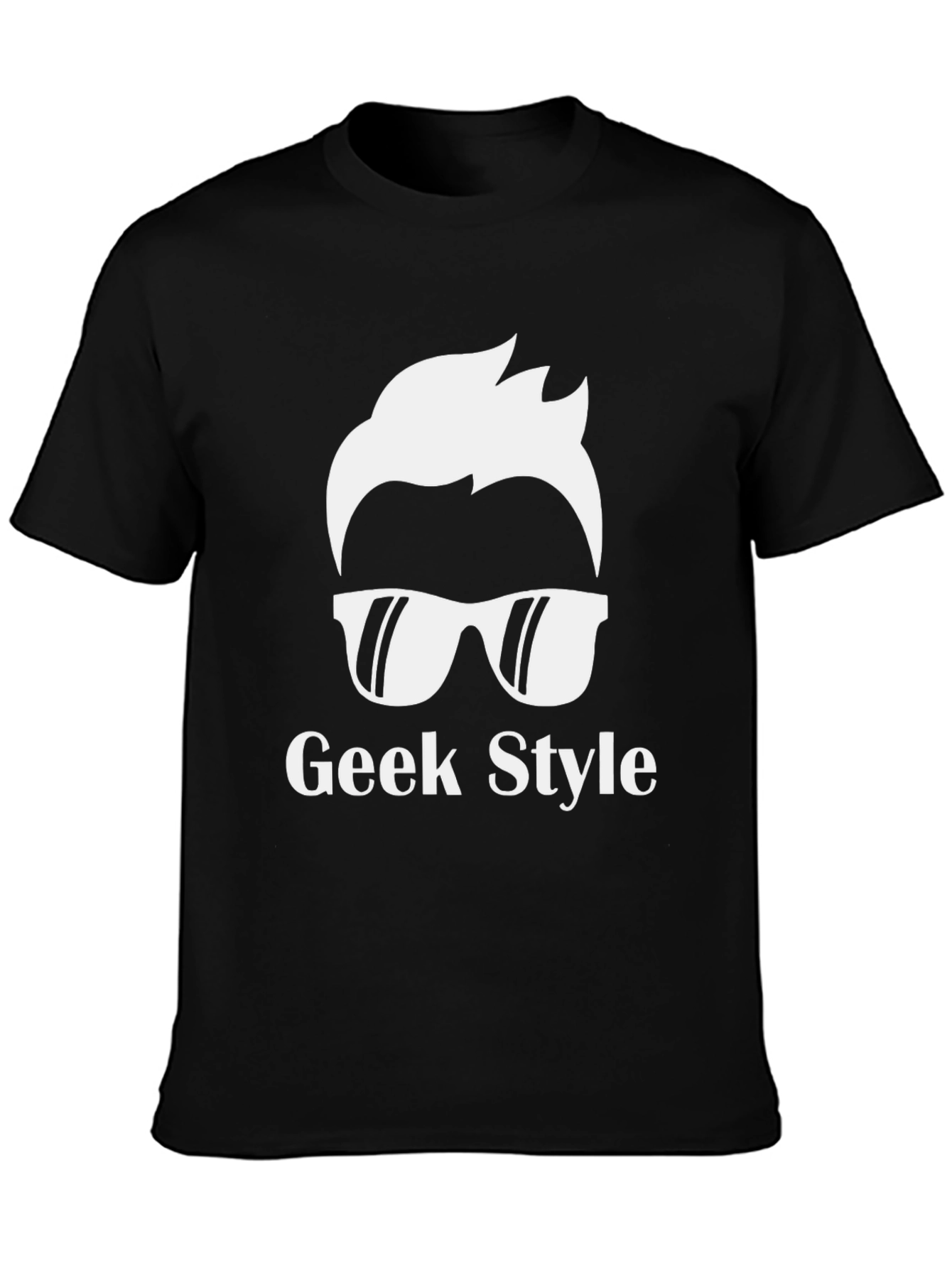 Geek Style Graphic Tee - Black Casual T-Shirt