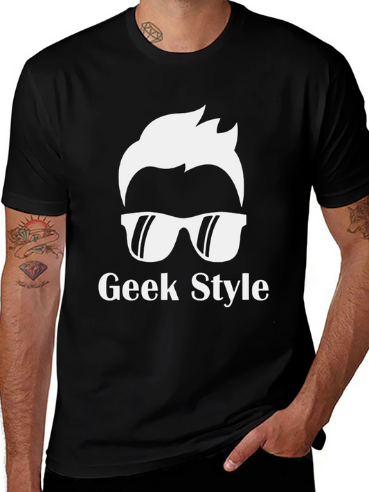 Geek Style Graphic Tee - Black Casual T-Shirt