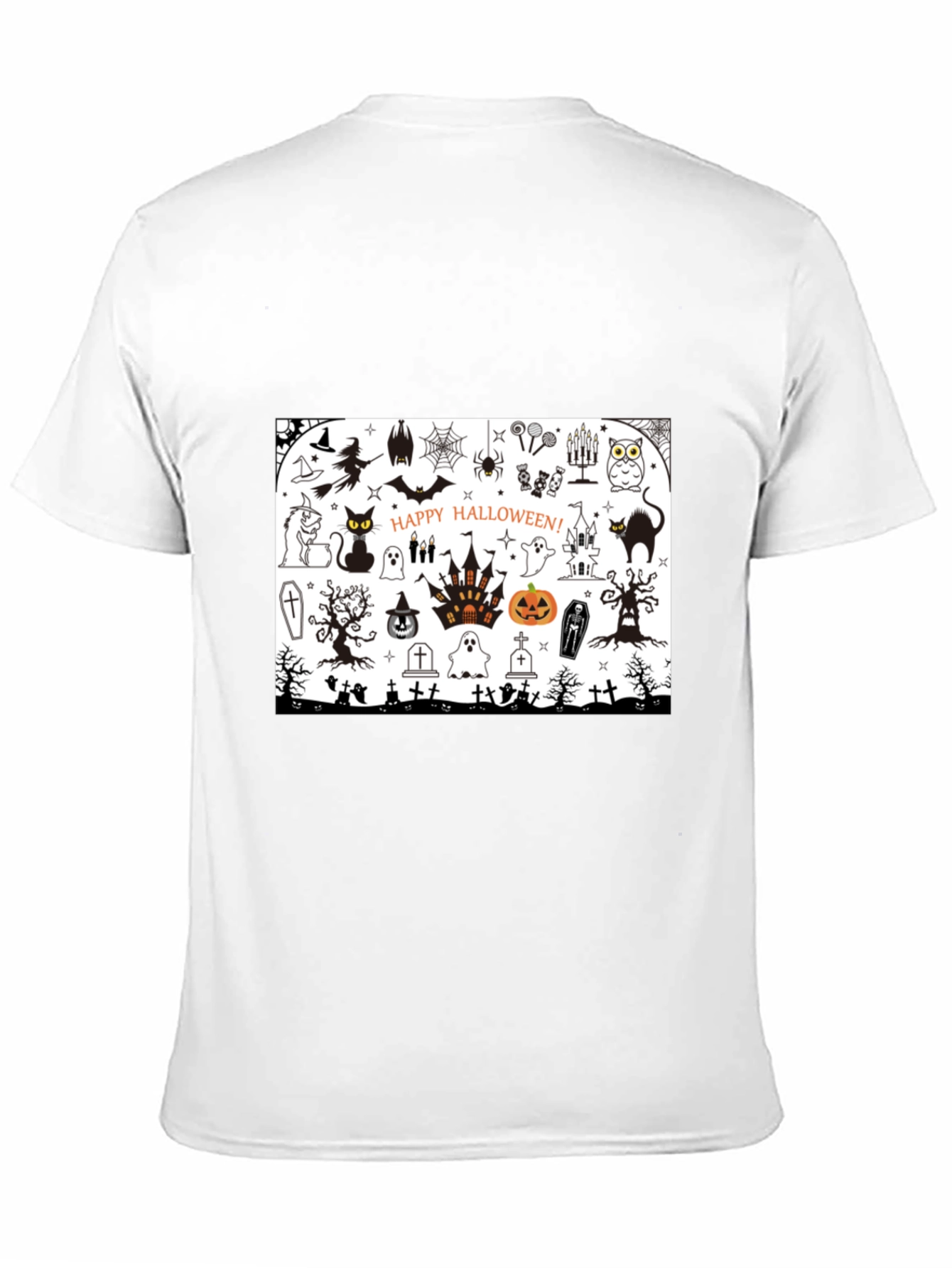 Halloween Doodle Art Mens Black T-Shirt