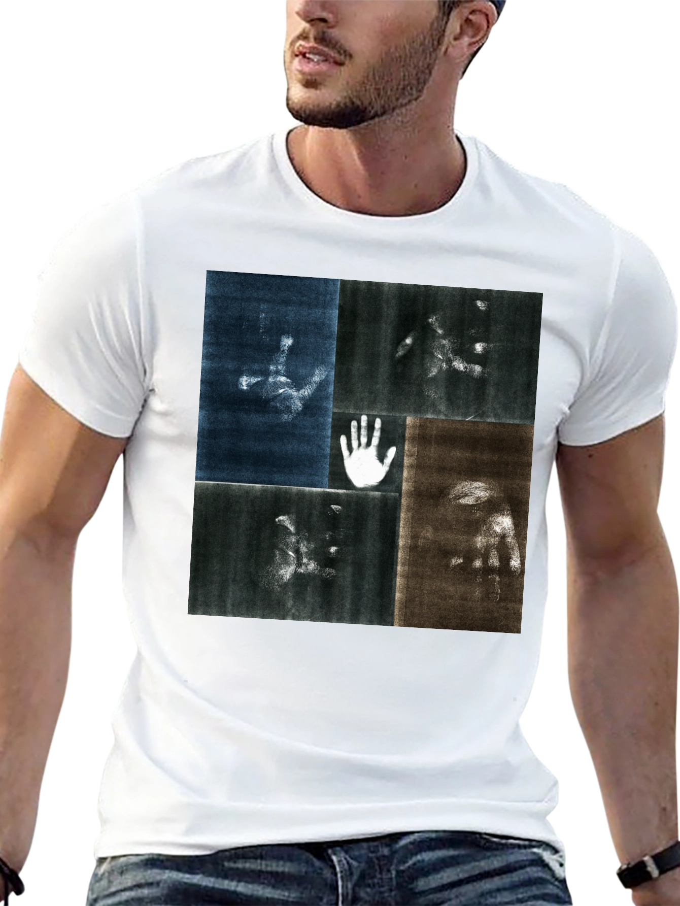 Abstract Hand Print Black T-Shirt
