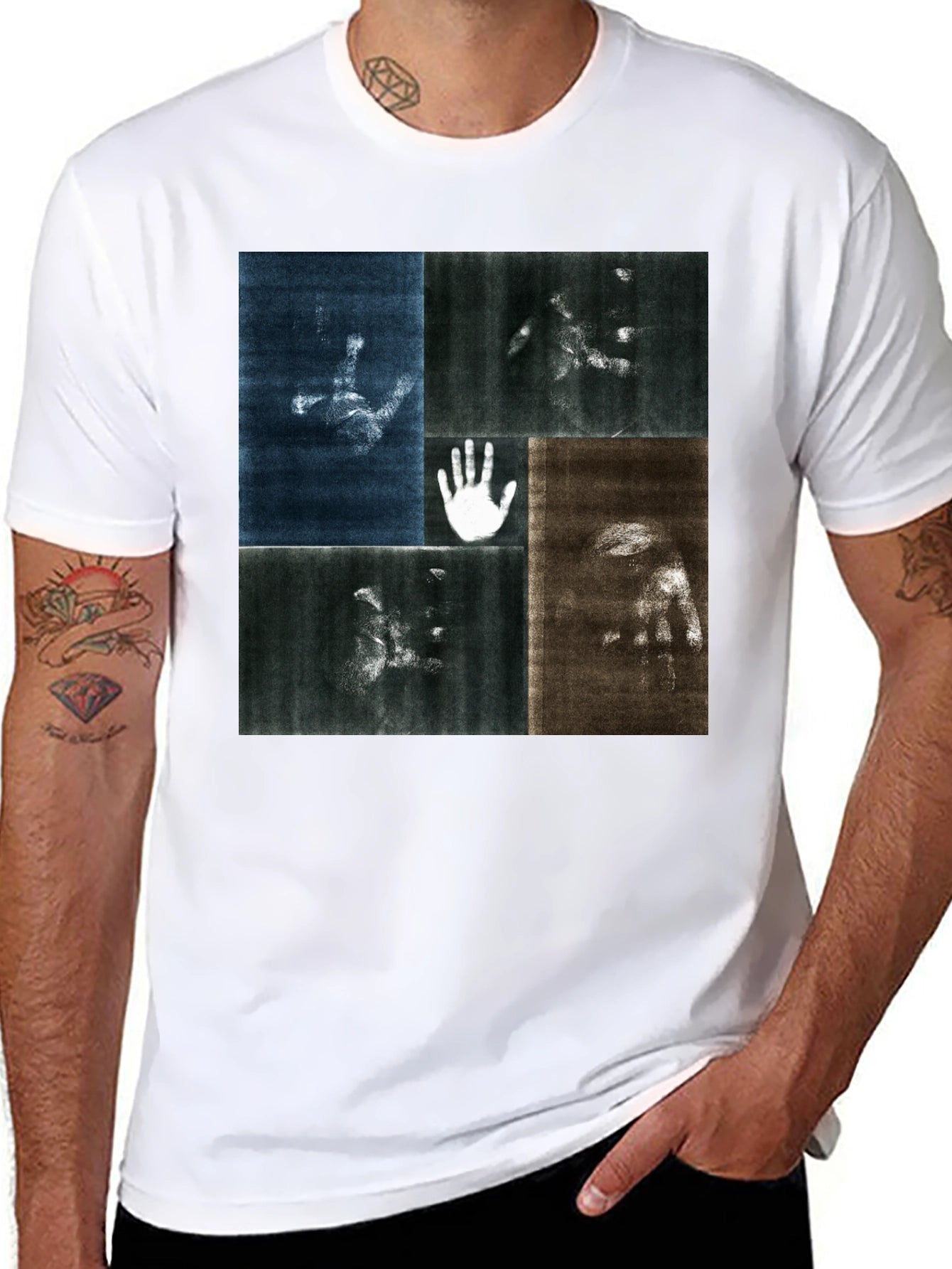 Abstract Hand Print Black T-Shirt