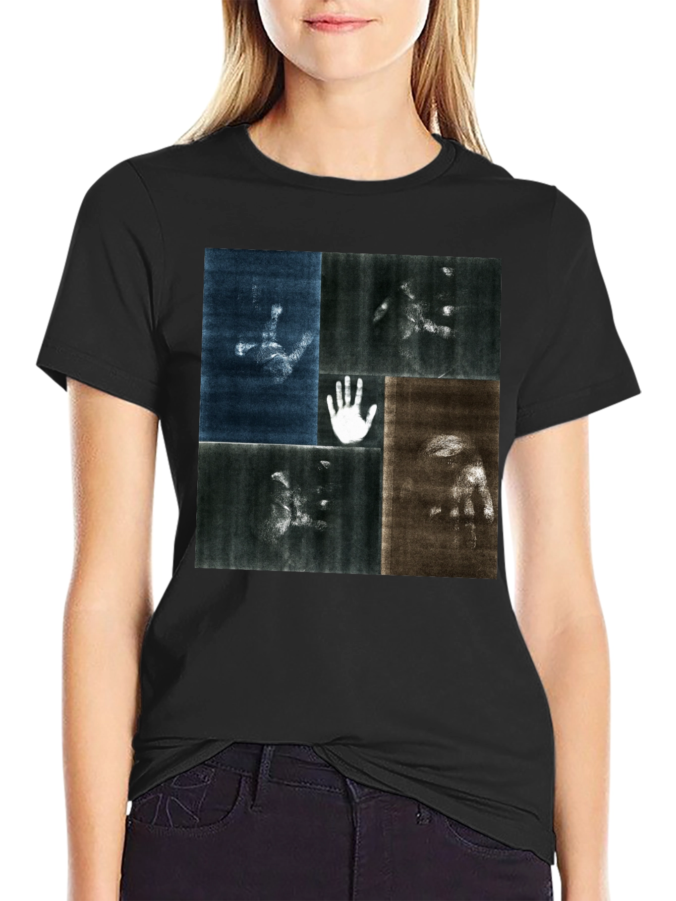 Abstract Hand Print Black T-Shirt