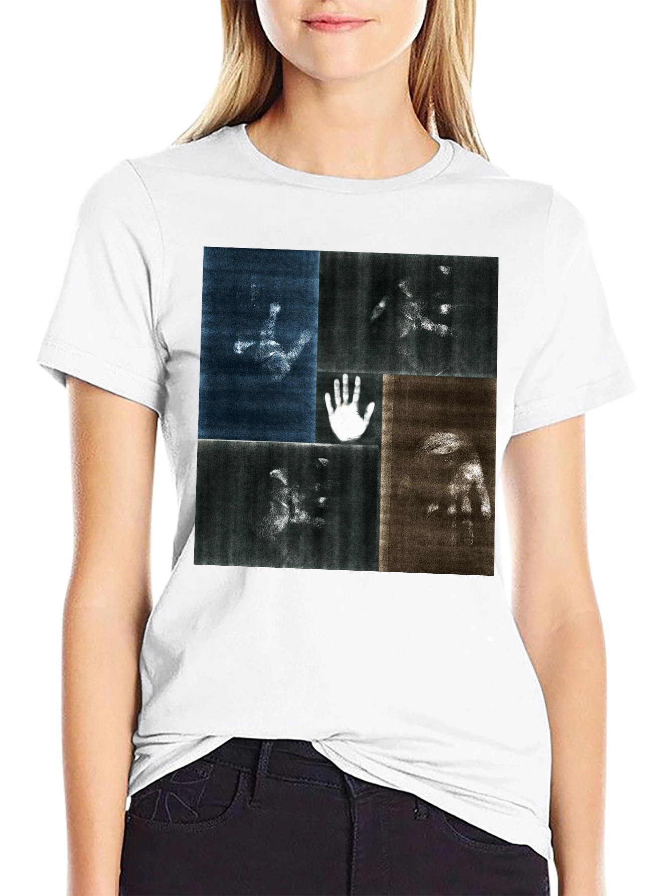 Abstract Hand Print Black T-Shirt