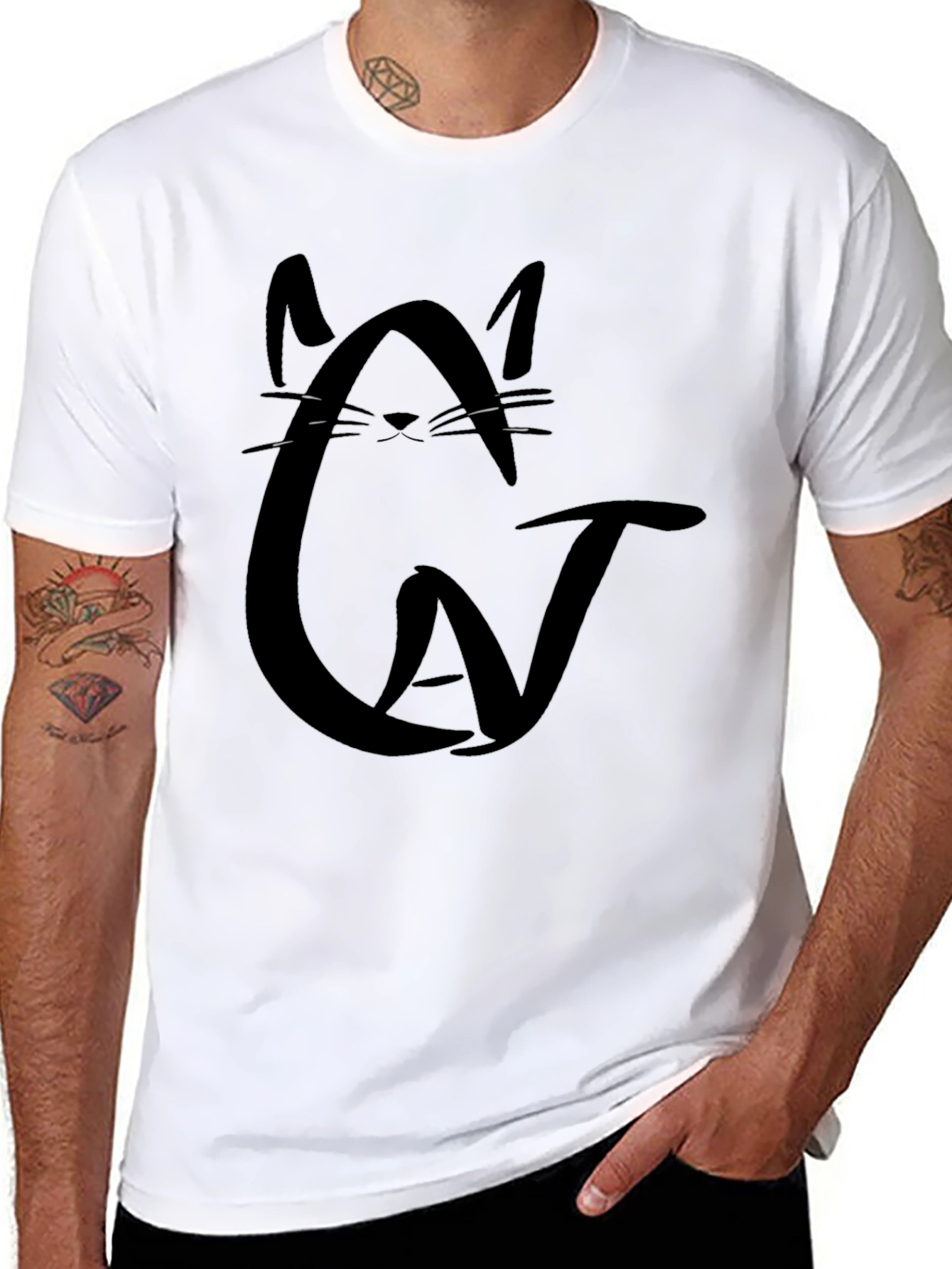 Cool Cat Graphic Black T-Shirt - Unisex