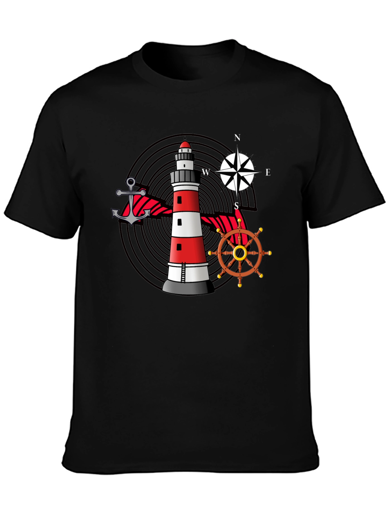 Nautical Lighthouse Anchor Compass Graphic Tee