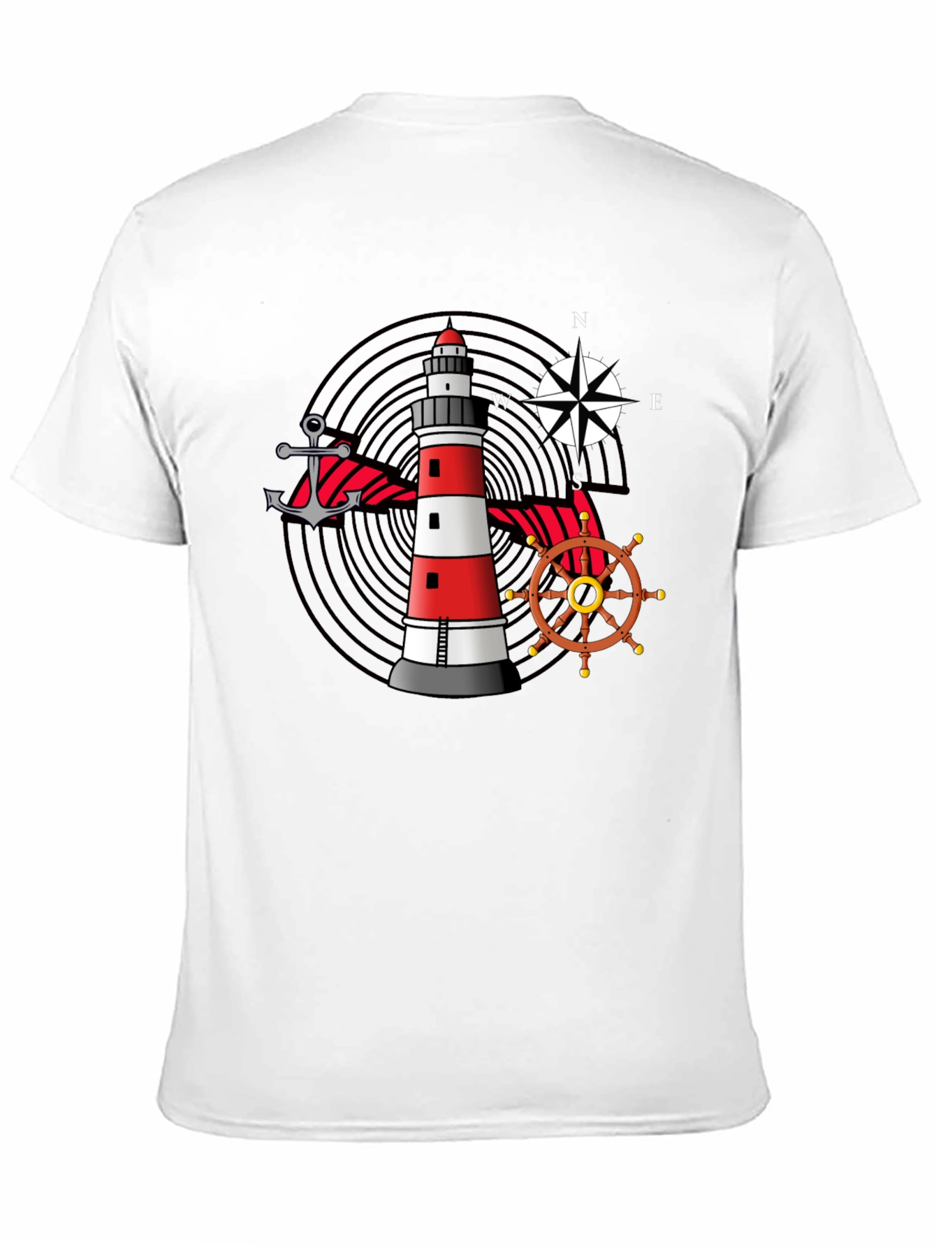 Nautical Lighthouse Anchor Compass Graphic Tee
