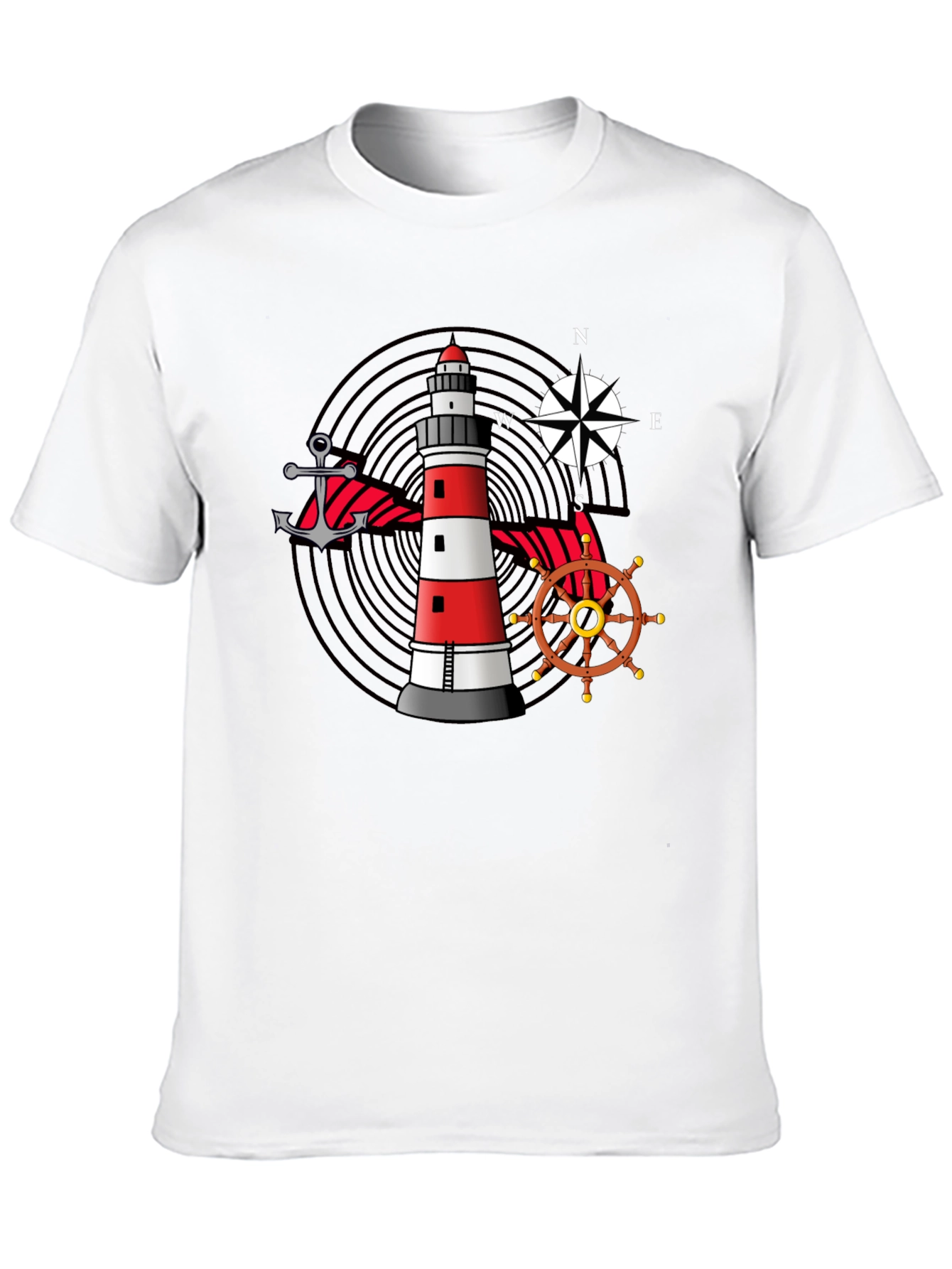 Nautical Lighthouse Anchor Compass Graphic Tee