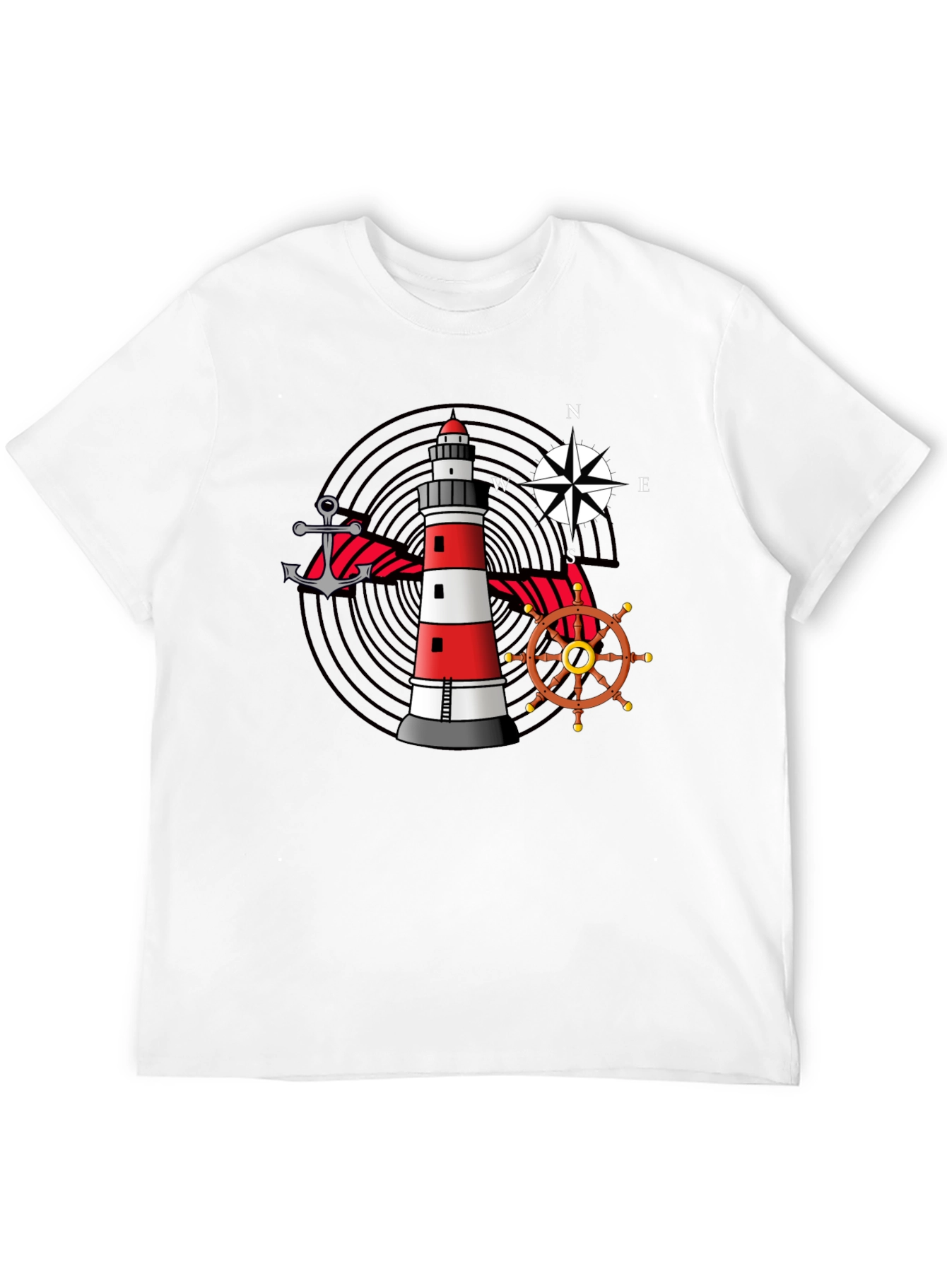 Nautical Lighthouse Anchor Compass Graphic Tee