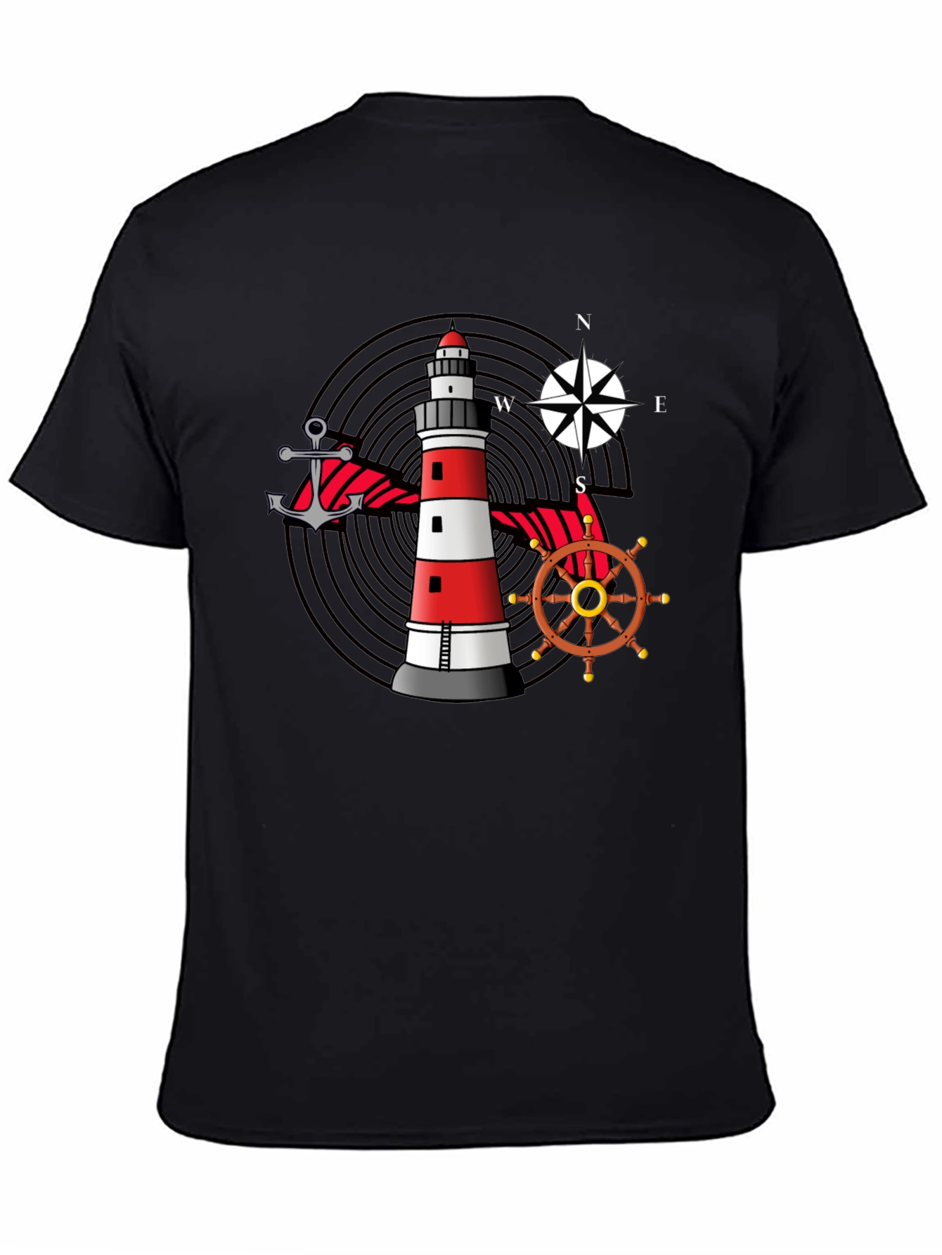 Nautical Lighthouse Anchor Compass Graphic Tee