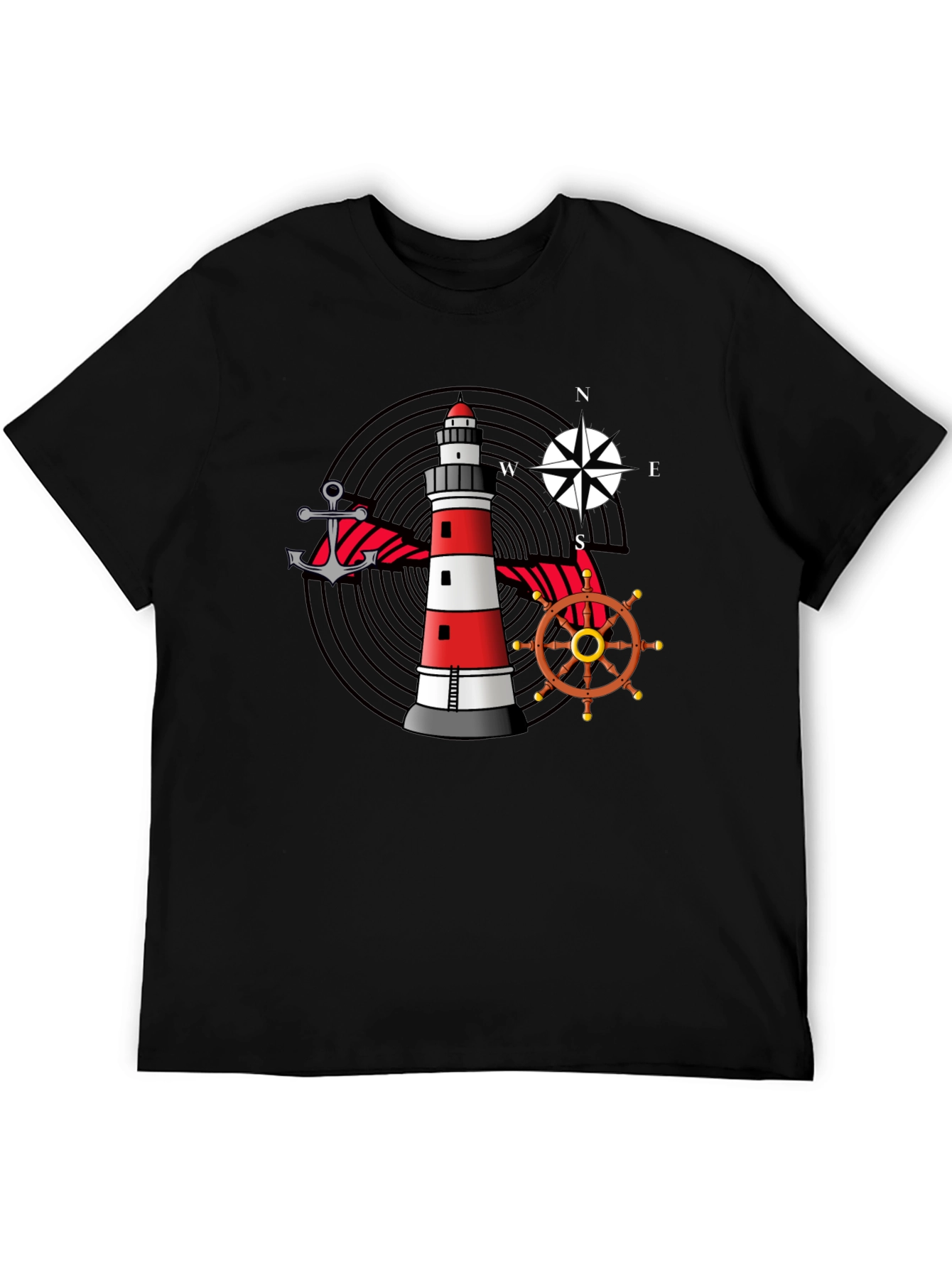 Nautical Lighthouse Anchor Compass Graphic Tee