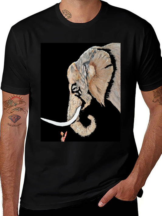 Elephant Portrait Black T-Shirt