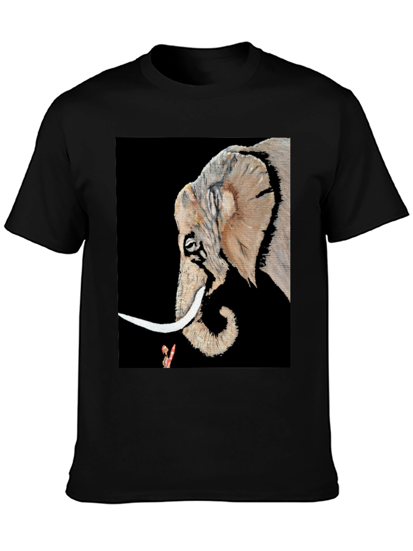 Elephant Portrait Black T-Shirt