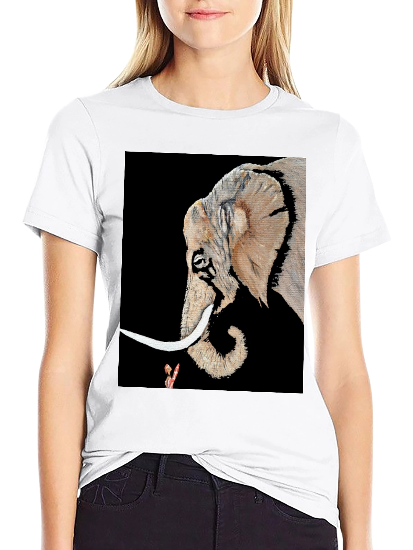 Elephant Portrait Black T-Shirt