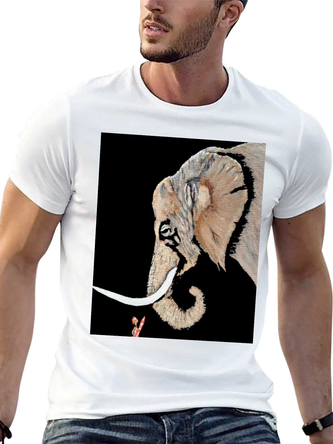 Elephant Portrait Black T-Shirt