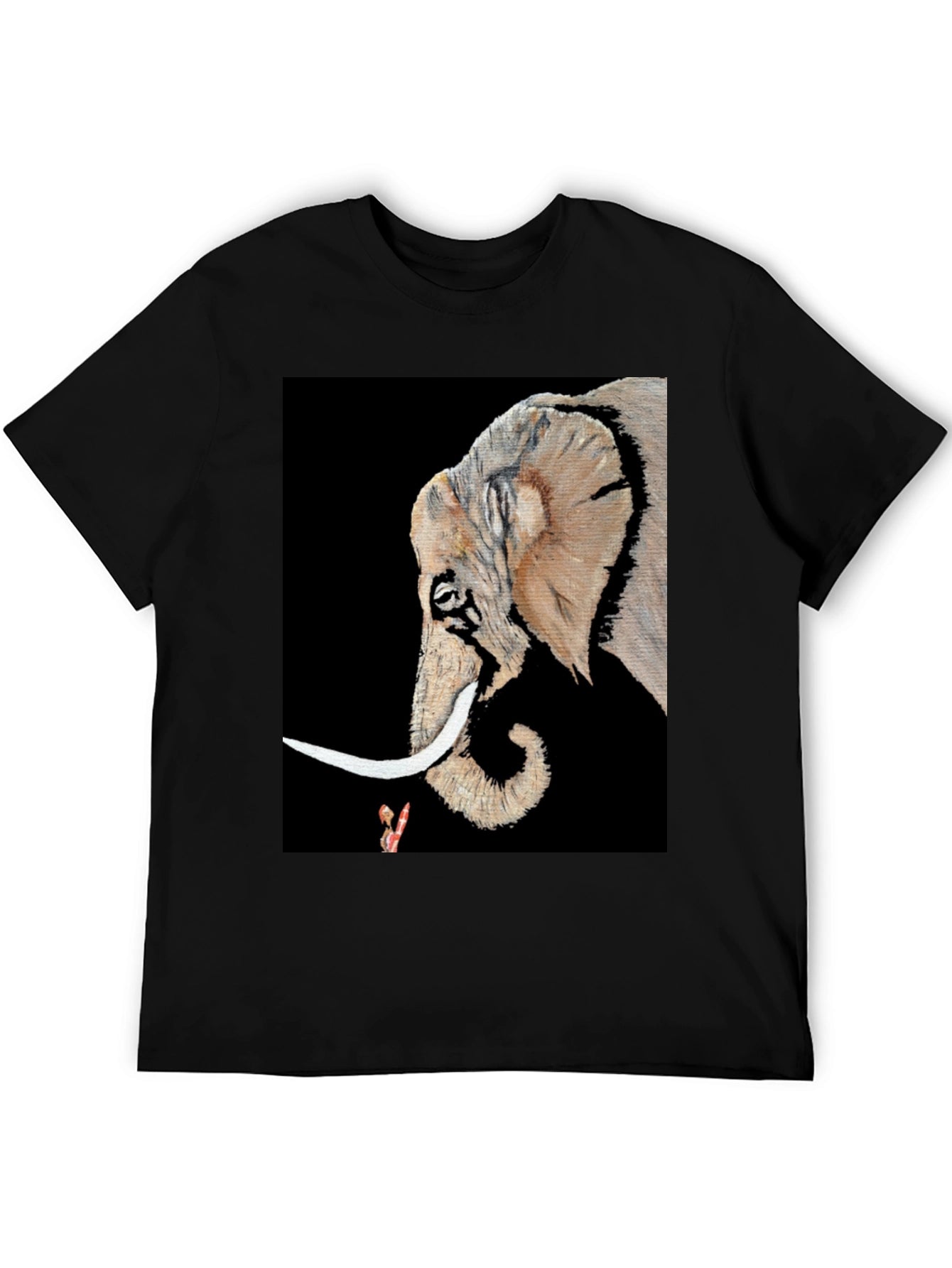 Elephant Portrait Black T-Shirt