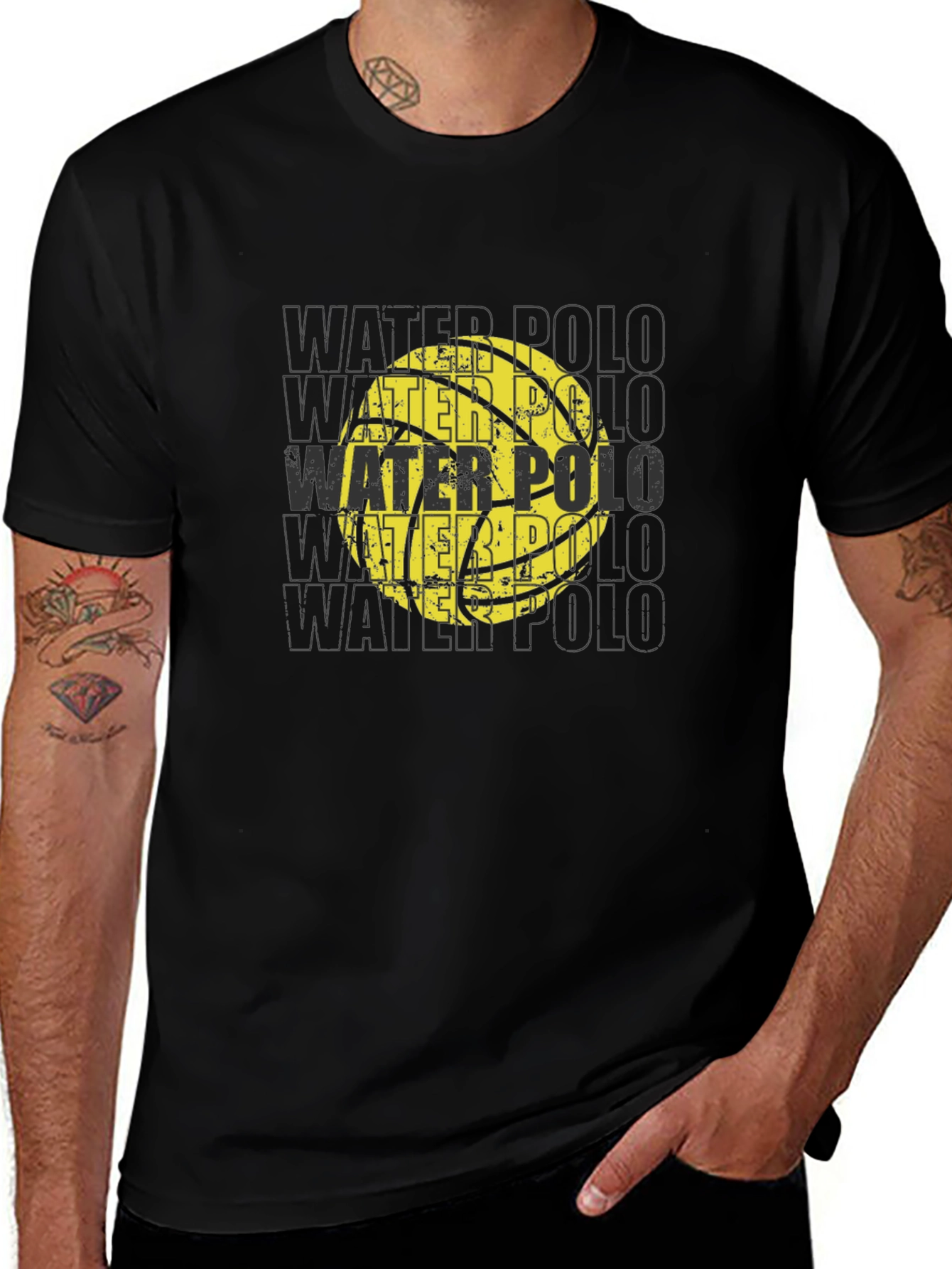 Water Polo Ball Graphic T-Shirt - Black