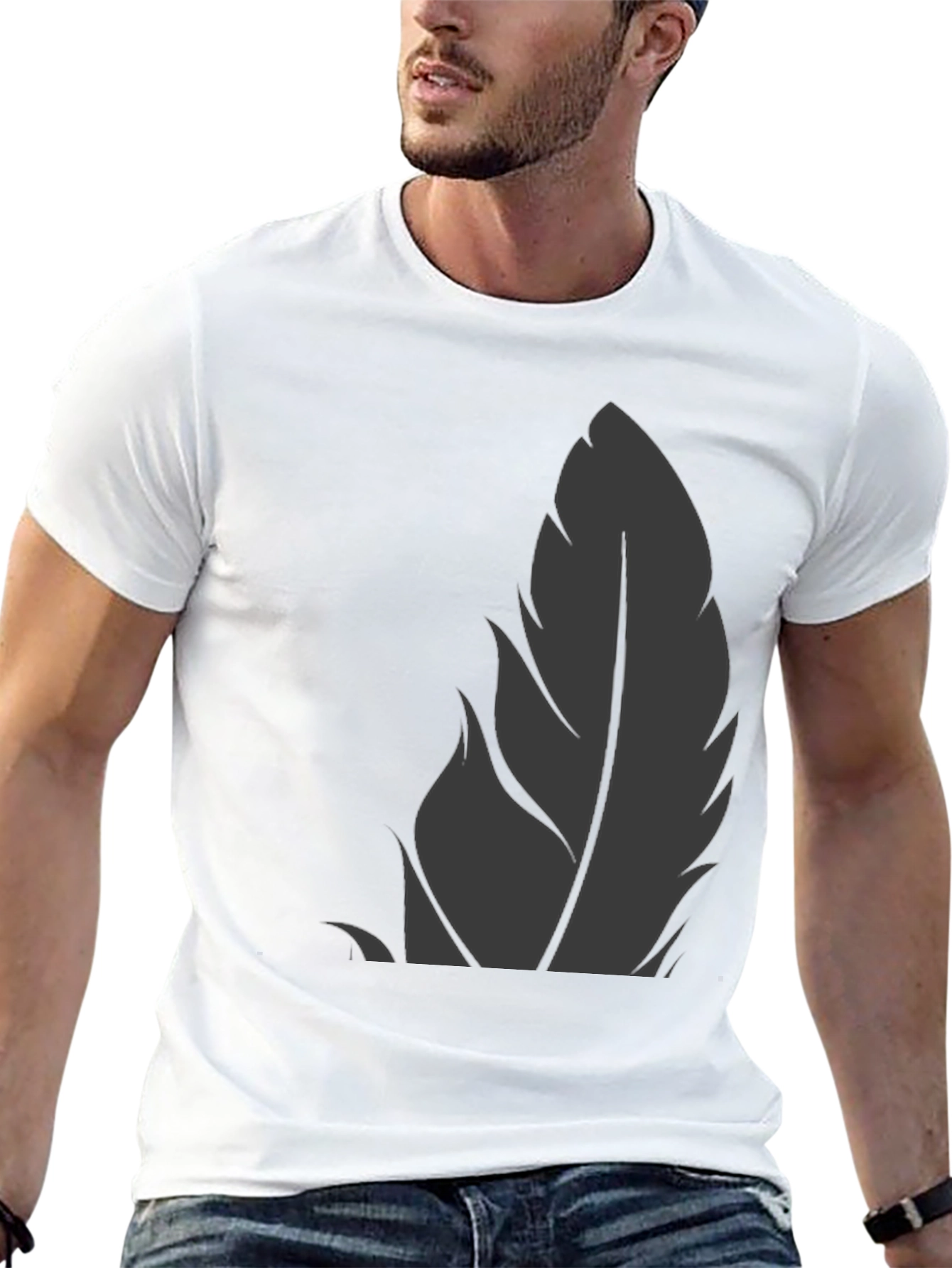 Mens Black Feather Graphic Tee