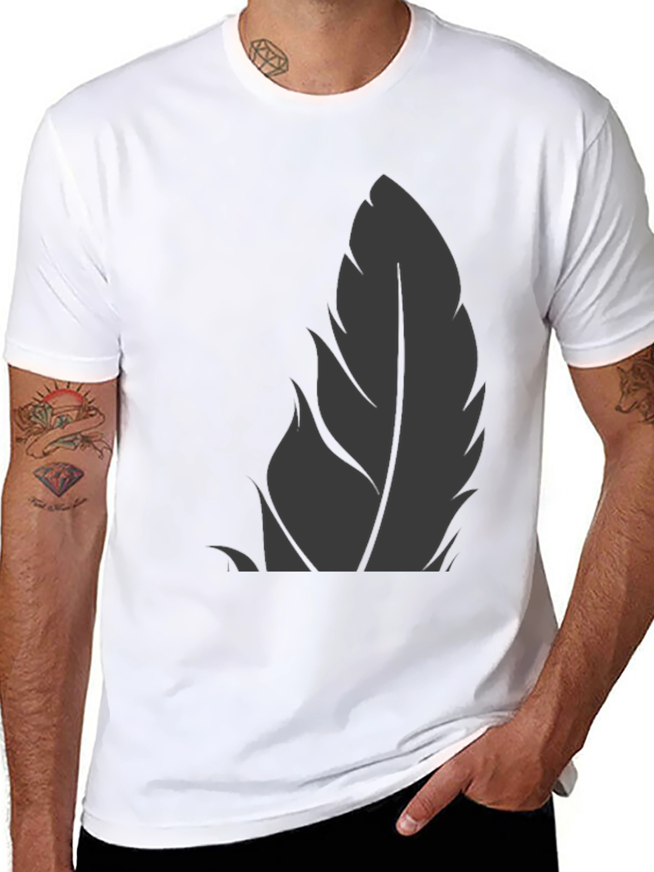 Mens Black Feather Graphic Tee