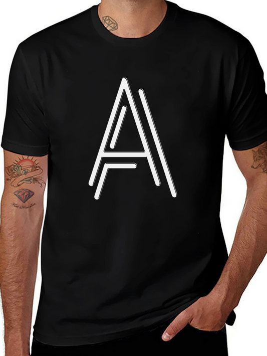 Geometric A Graphic Tee - Stylish Black T-Shirt