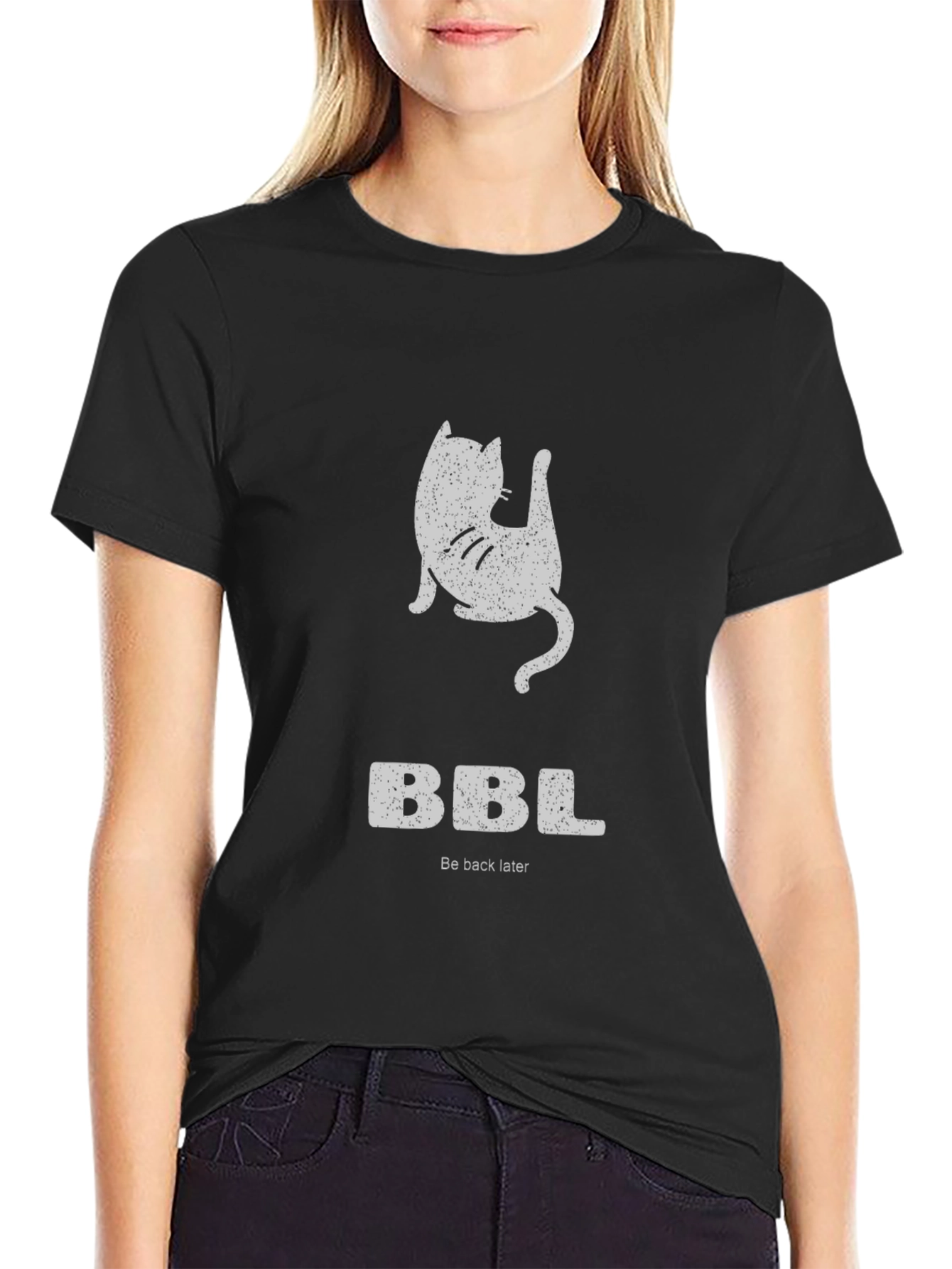 Funny BBL Cat Graphic T-Shirt - Black