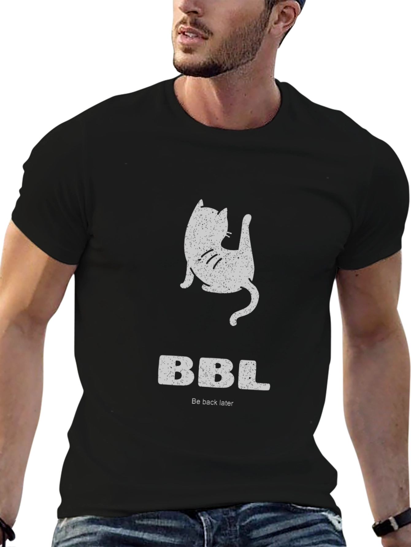 Funny BBL Cat Graphic T-Shirt - Black