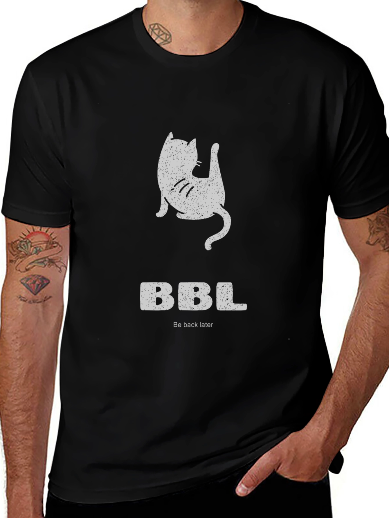 Funny BBL Cat Graphic T-Shirt - Black