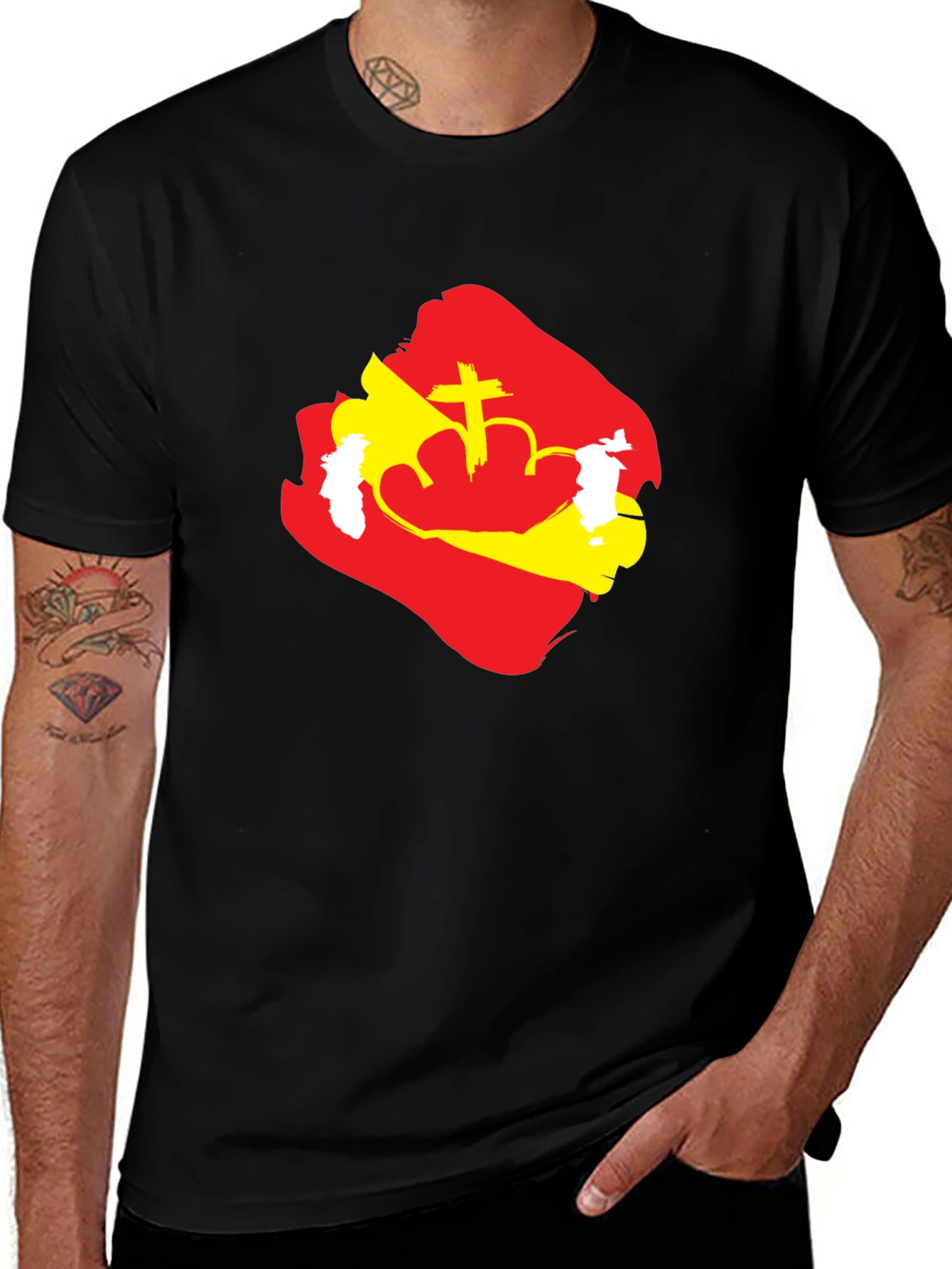 Ethiopian Flag Crown T-Shirt - Mens Black Graphic Tee