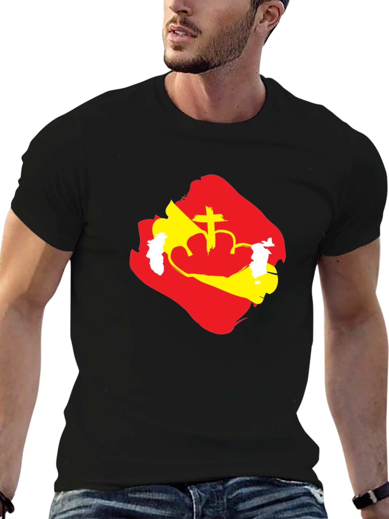Ethiopian Flag Crown T-Shirt - Mens Black Graphic Tee